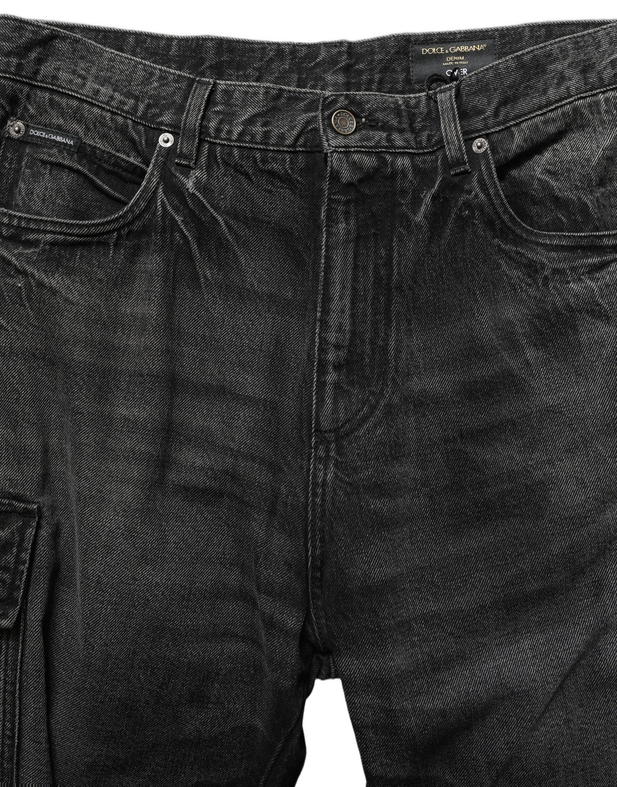 Dolce & Gabbana Dark Gray Cotton Baggy Cargo Men Denim Men's Jeans