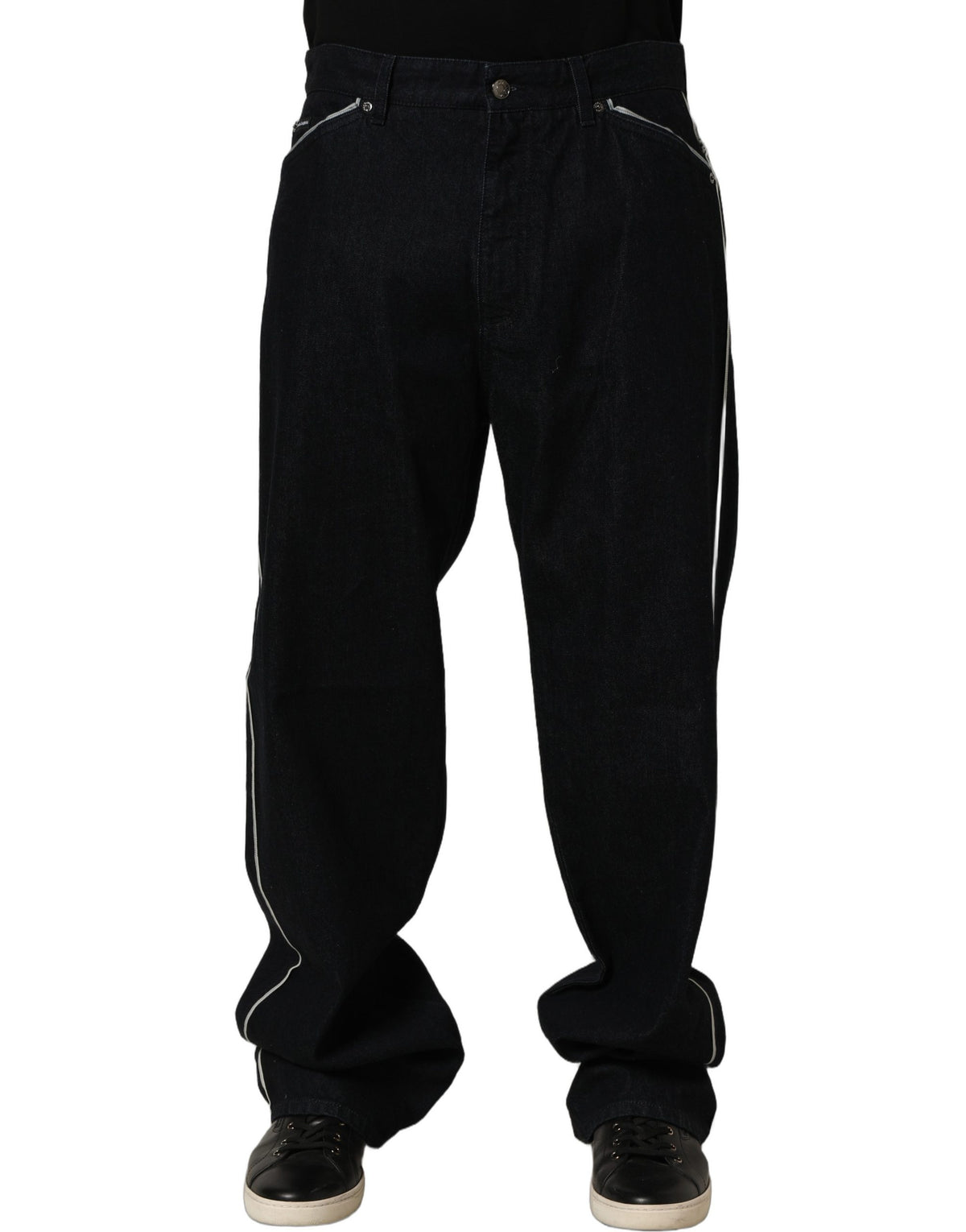 Dolce & Gabbana Black Cotton Stretch Straight Men Denim Men's Jeans