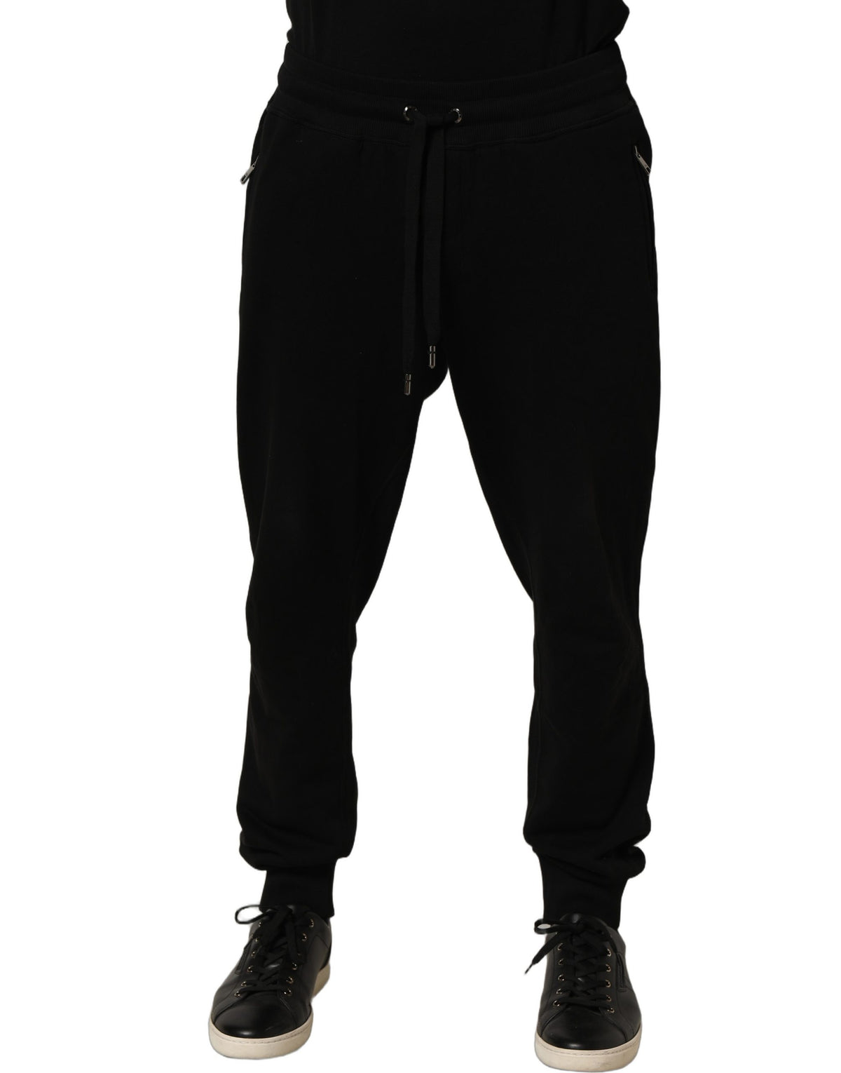 Dolce & Gabbana Black Cotton Logo Jogger Men SweatMen's Men's Pants (Pre-Owned)
