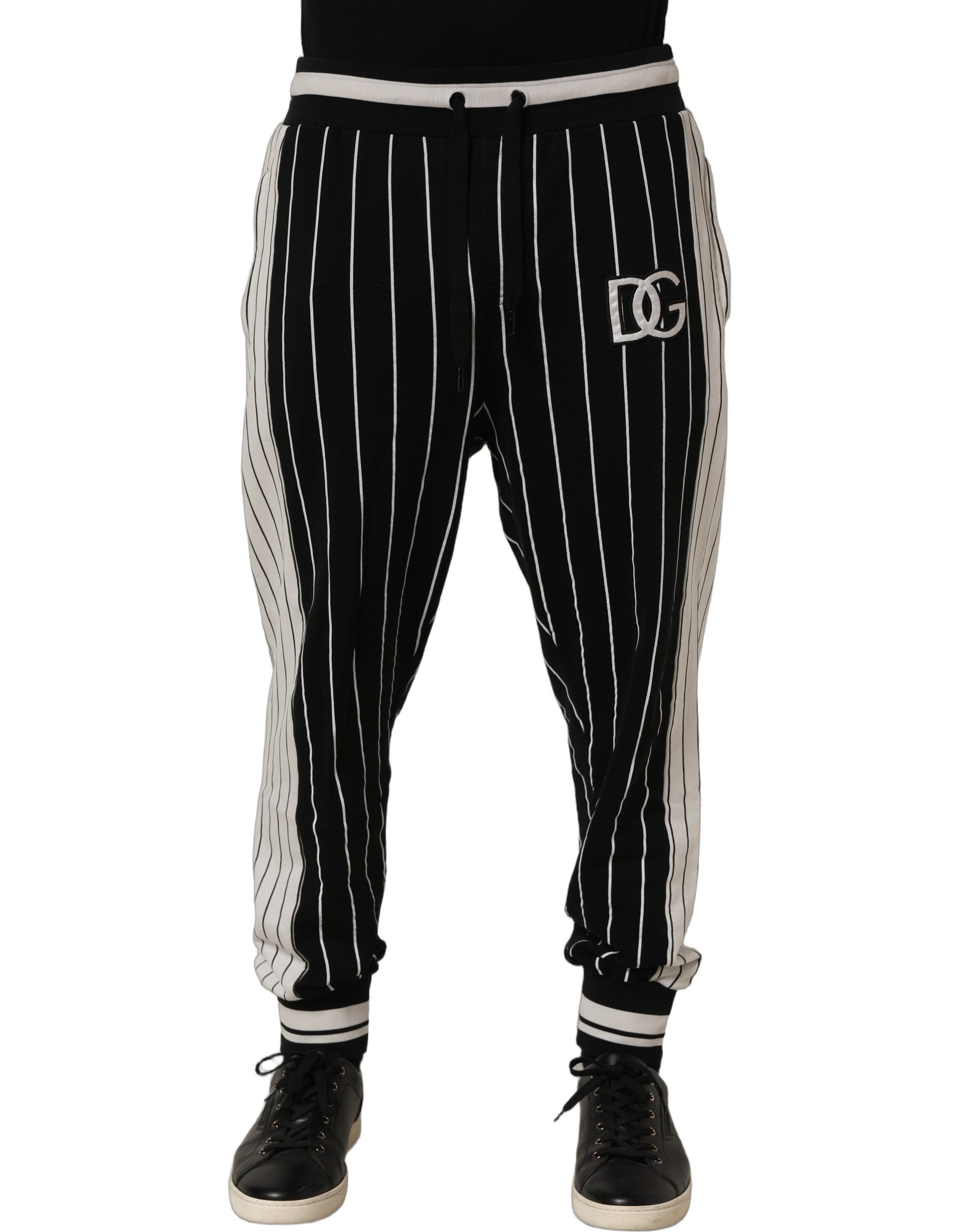 Dolce & Gabbana Black Striped DG Patch Men SweatMen's Men's Pants