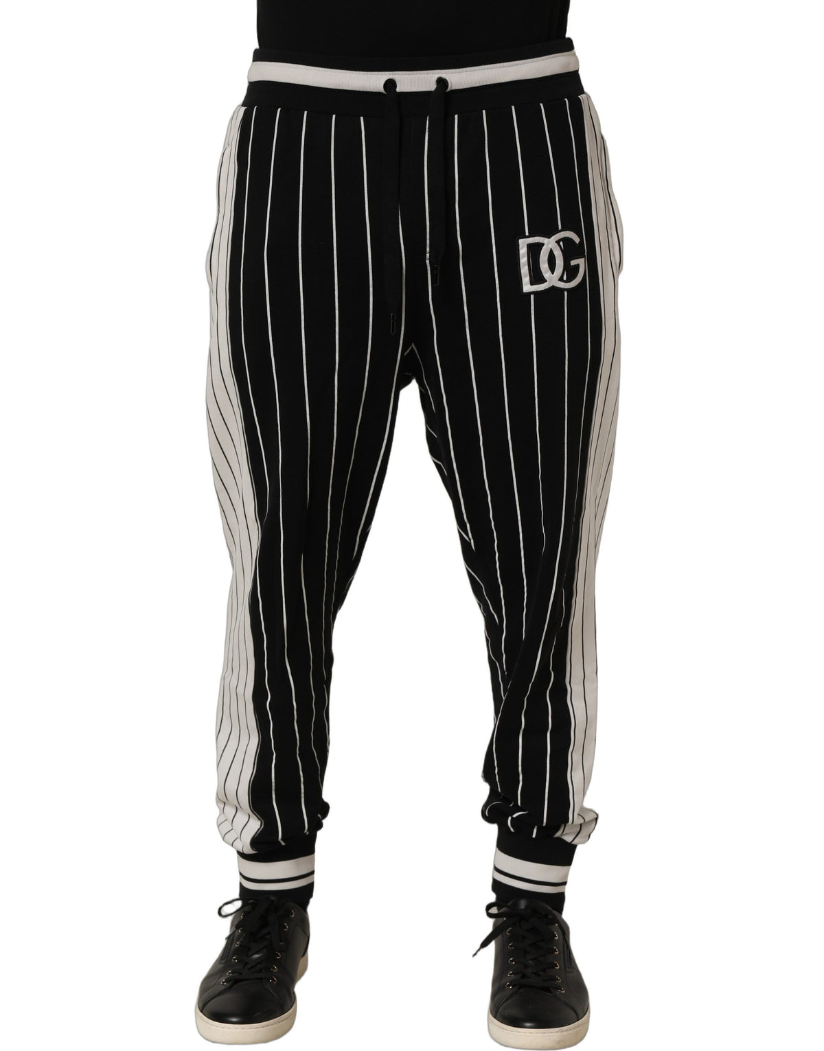 Dolce & Gabbana Black Striped DG Patch Men SweatMen's Men's Pants
