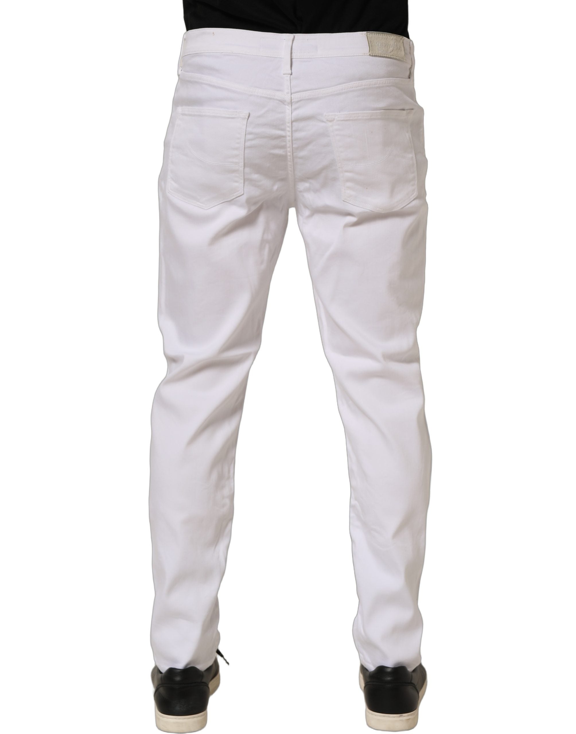 Jacob Cohen White Skinny Fit Mid Waist Men Denim Trouser Men's Jeans (Pre-Owned)