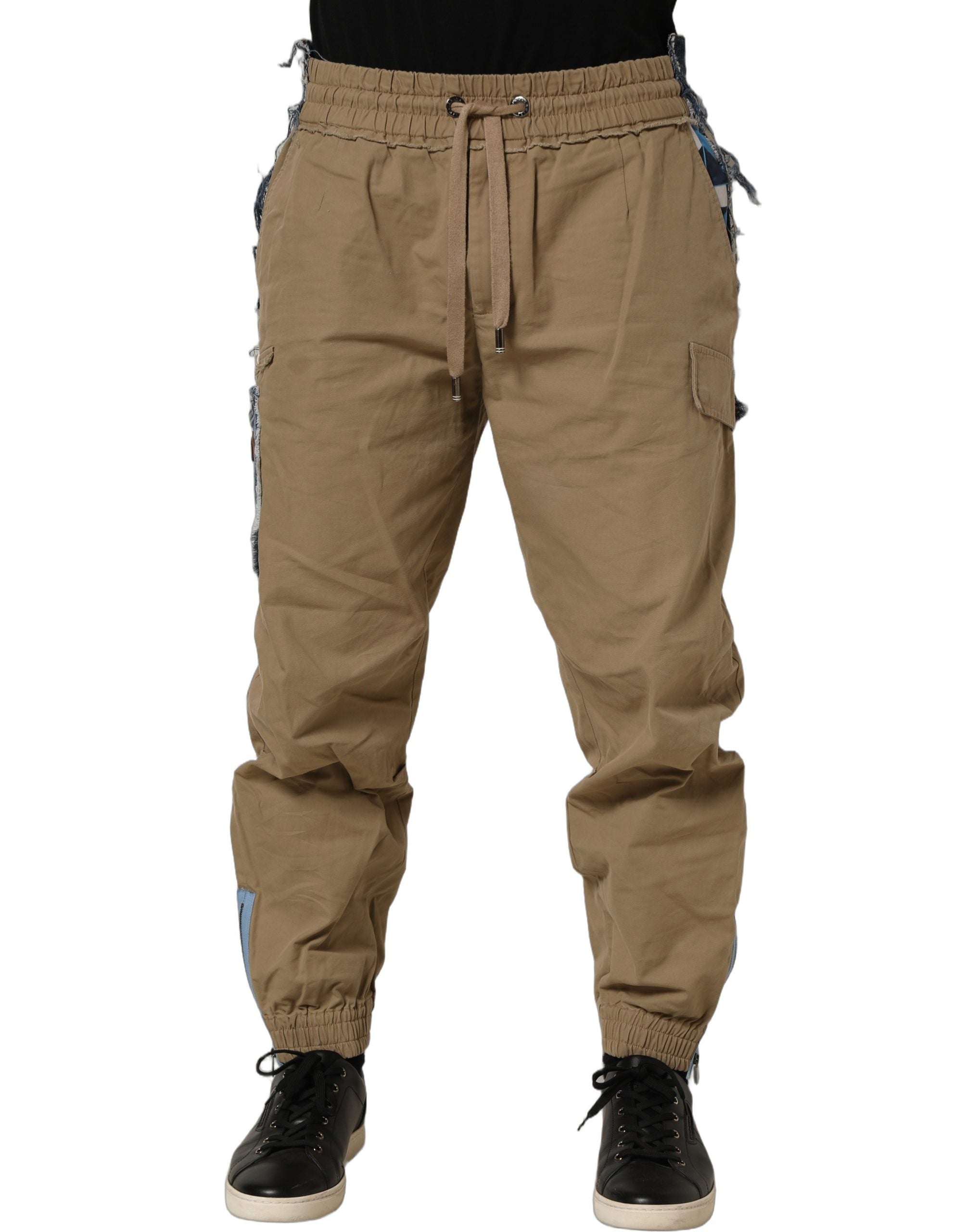 Dolce & Gabbana Beige Cotton Cargo Drawstring Trouser Men's Pants (Pre-Owned)