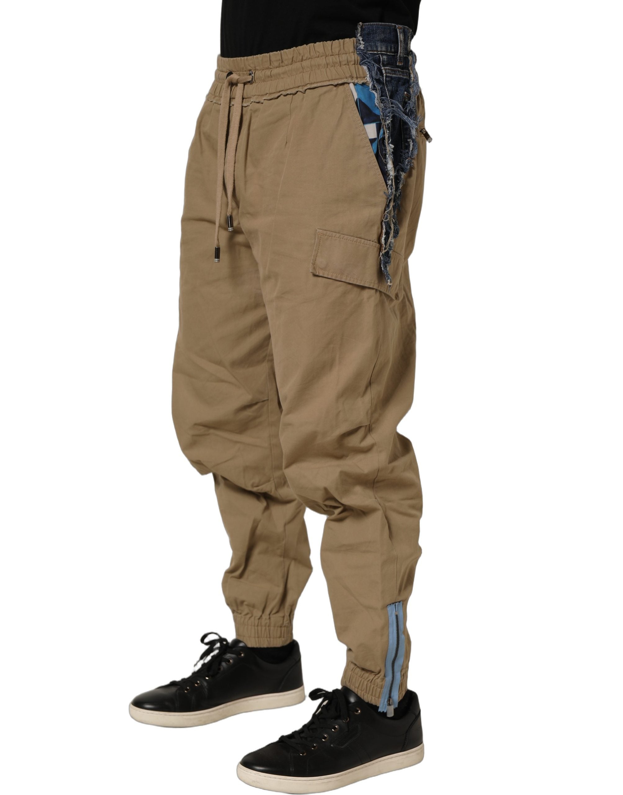 Dolce & Gabbana Beige Cotton Cargo Drawstring Trouser Men's Pants (Pre-Owned)