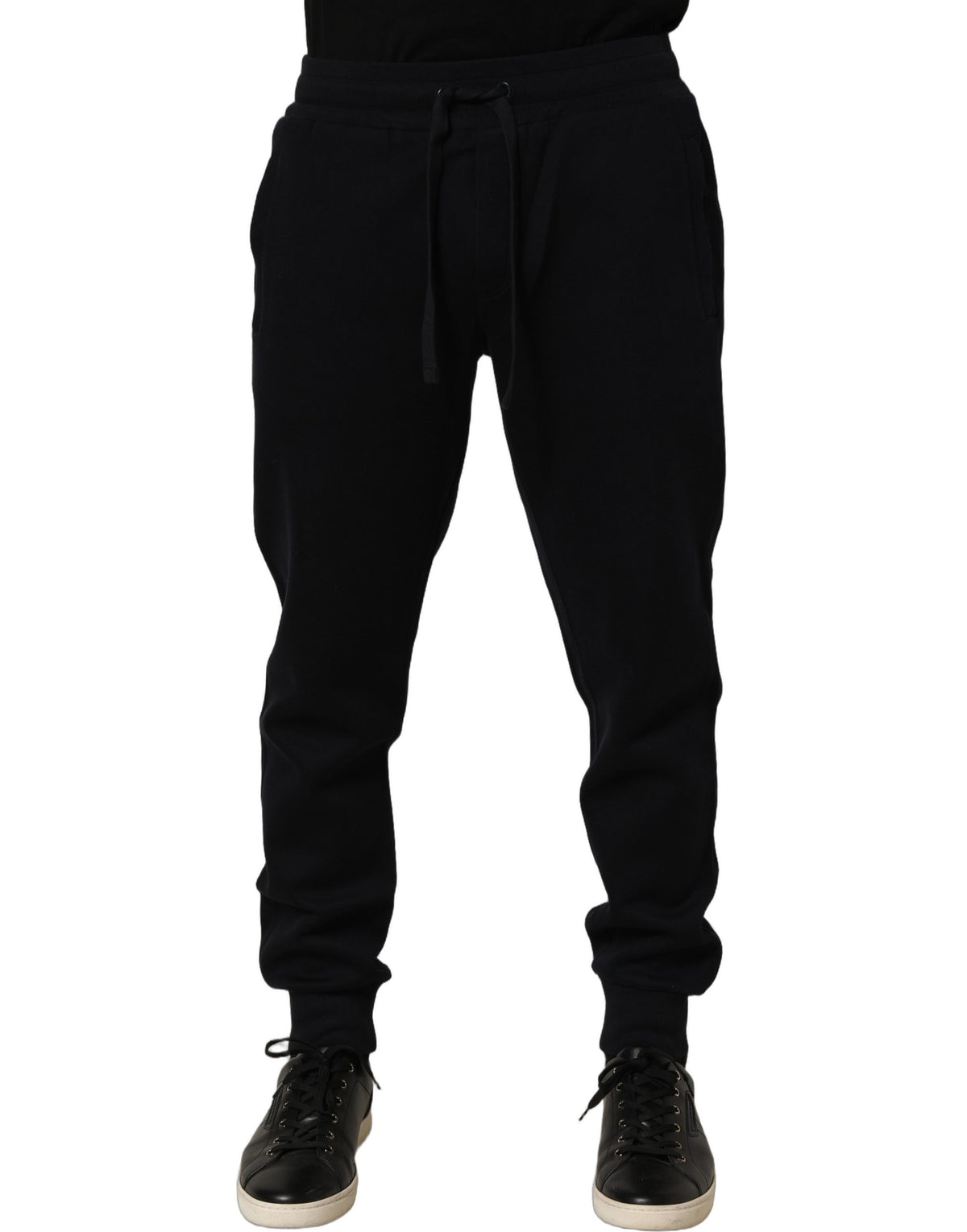 Dolce & Gabbana Blue Cotton Drawstring Jogger Trouser Men's Pants