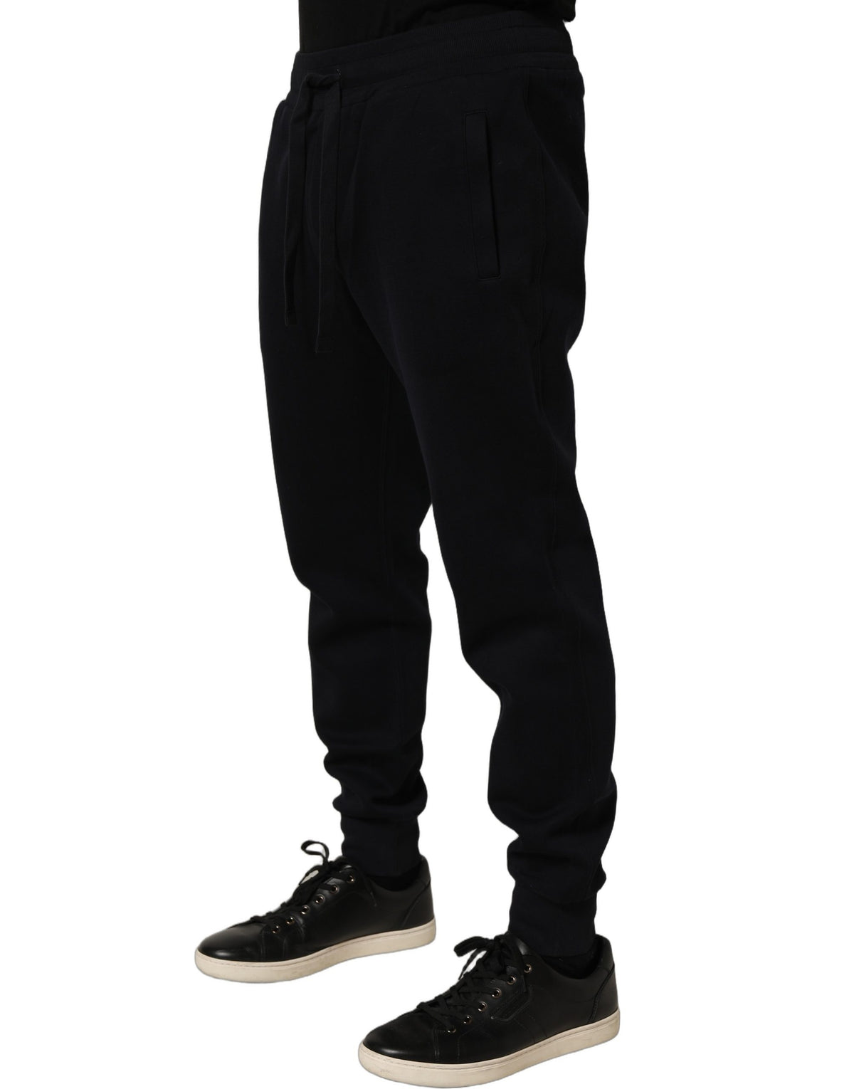 Dolce & Gabbana Blue Cotton Drawstring Jogger Trouser Men's Pants