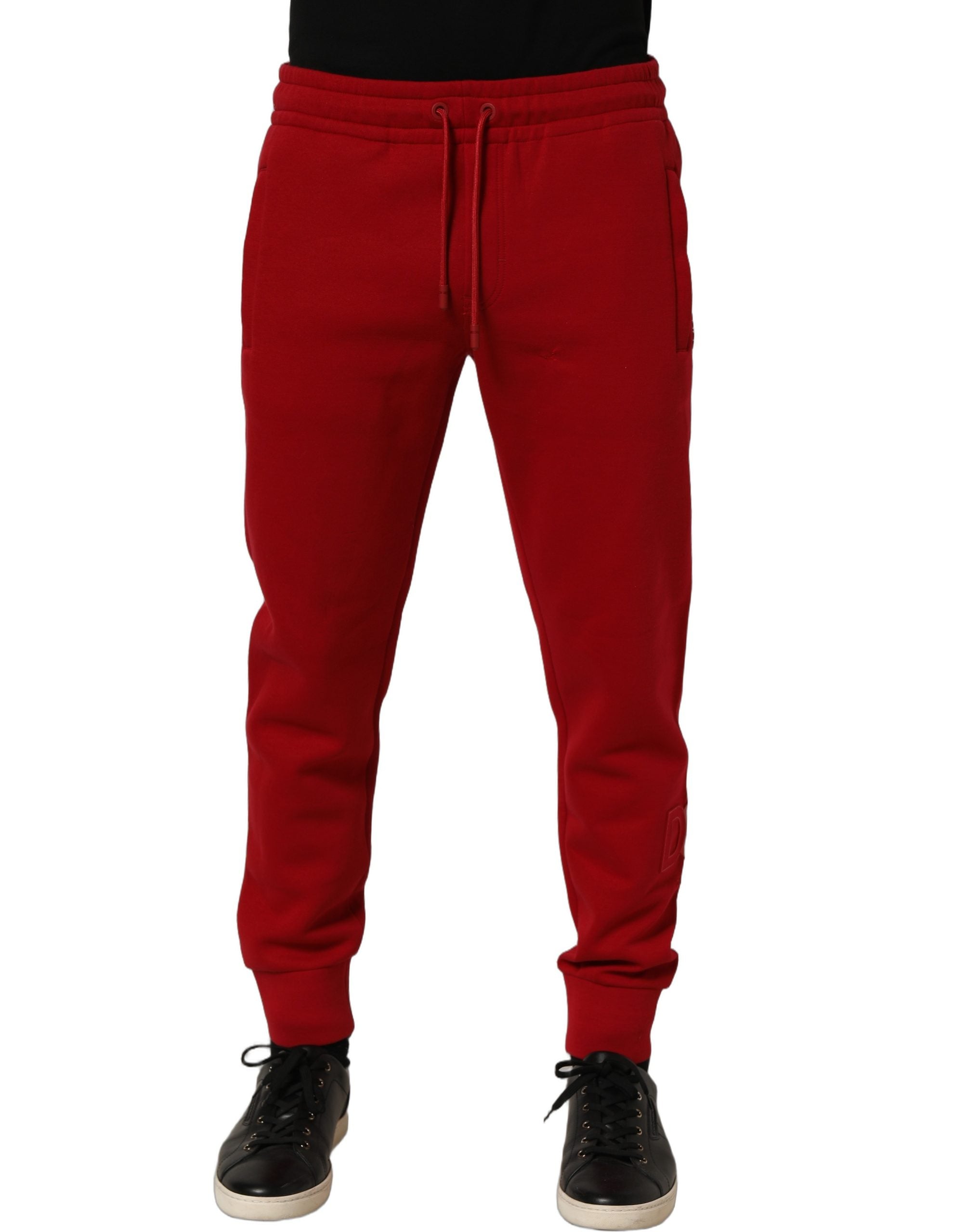 Dolce & Gabbana Red Cotton Drawstring Jogger Men Trouser Men's Pants (Pre-Owned)