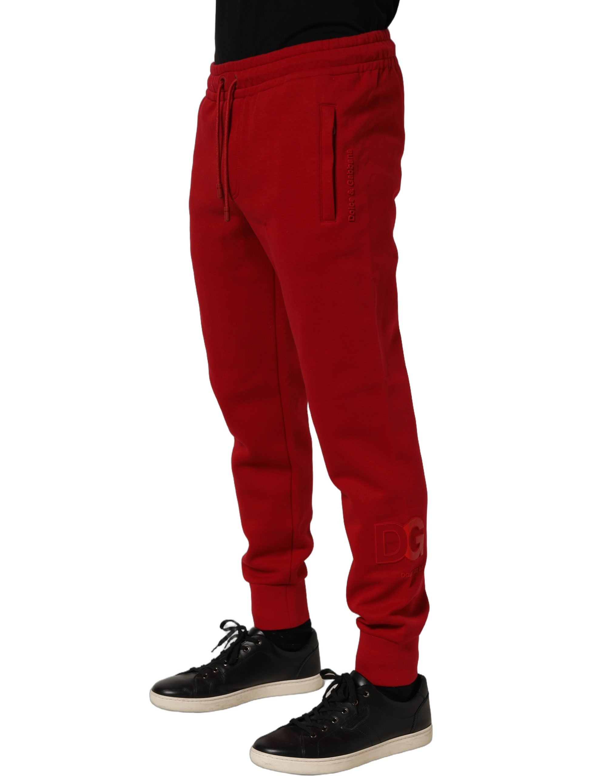 Dolce & Gabbana Red Cotton Drawstring Jogger Men Trouser Men's Pants (Pre-Owned)