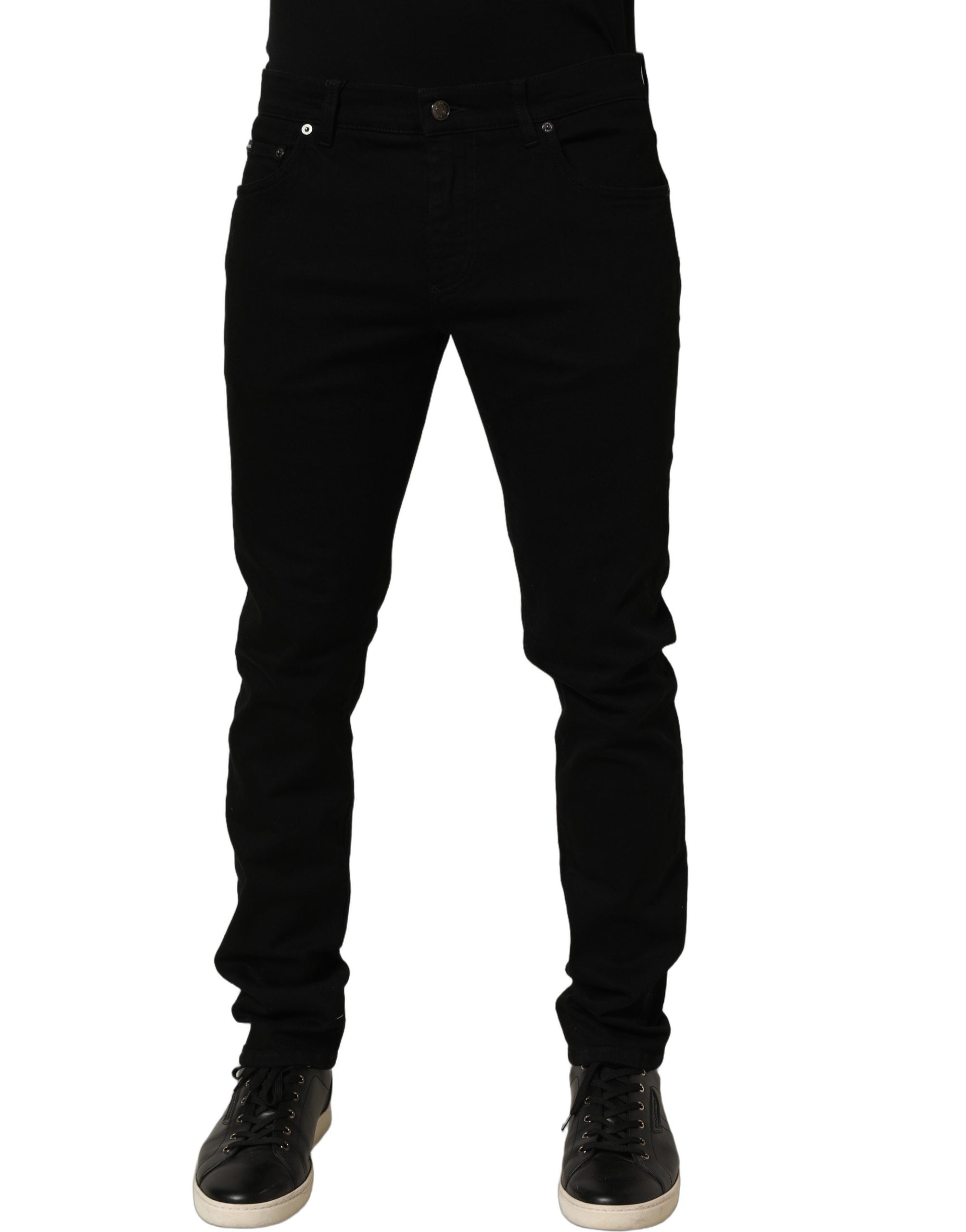 Dolce & Gabbana Black Cotton Stretch Skinny Denim Trouser Men's Jeans