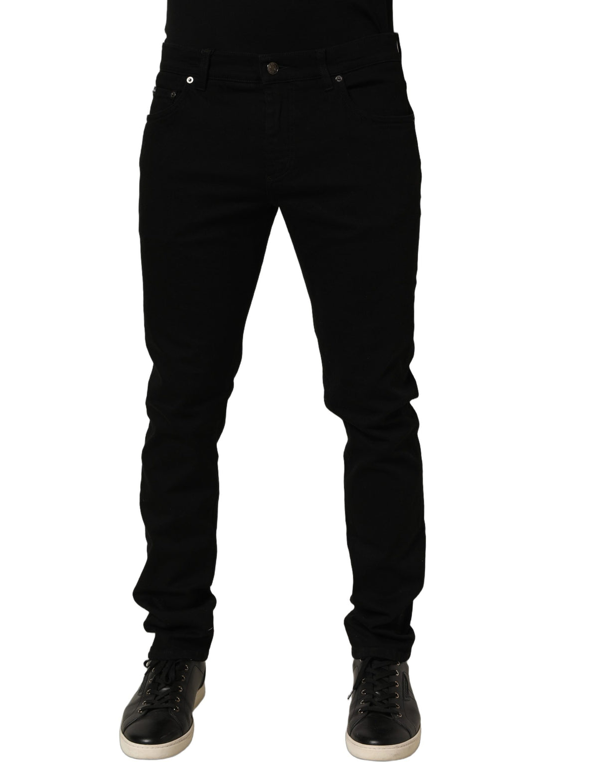 Dolce & Gabbana Black Cotton Stretch Skinny Denim Trouser Men's Jeans
