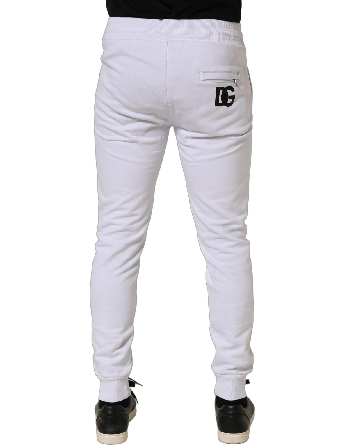 Dolce & Gabbana White Cotton Drawstring Jogger Trouser Men's Pants (Pre-Owned)