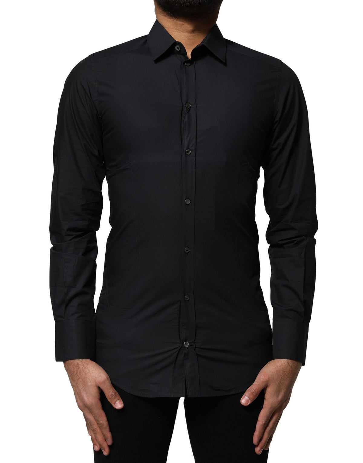 Dolce & Gabbana Black GOLD Long Sleeves Formal Dress Men's Shirt (Pre-Owned)