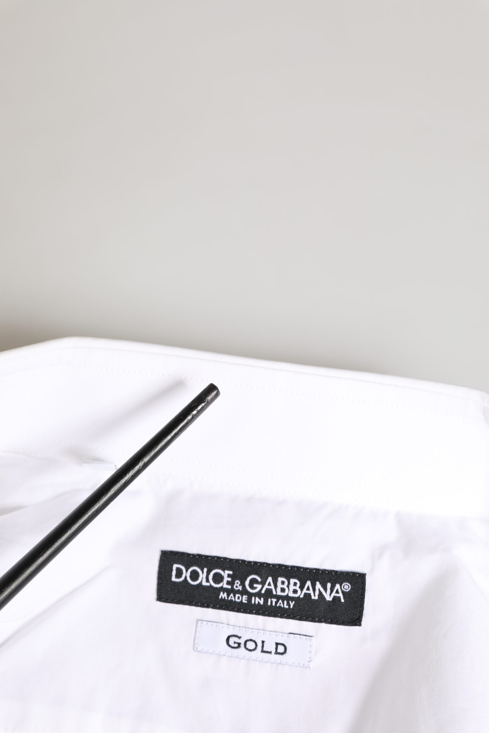 Dolce & Gabbana White GOLD Crown Bee Cotton Formal Dress Men's Shirt (Pre-Owned)