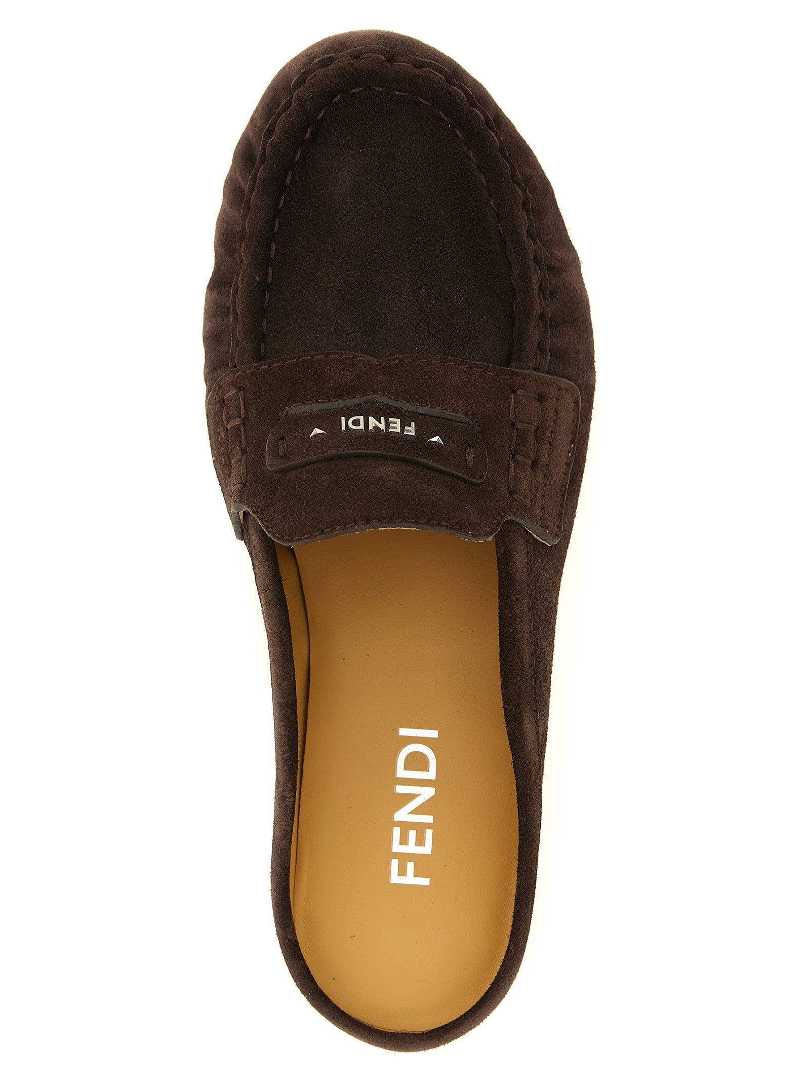 Fendi Brown Calfskin Slip-On Women's Loafers