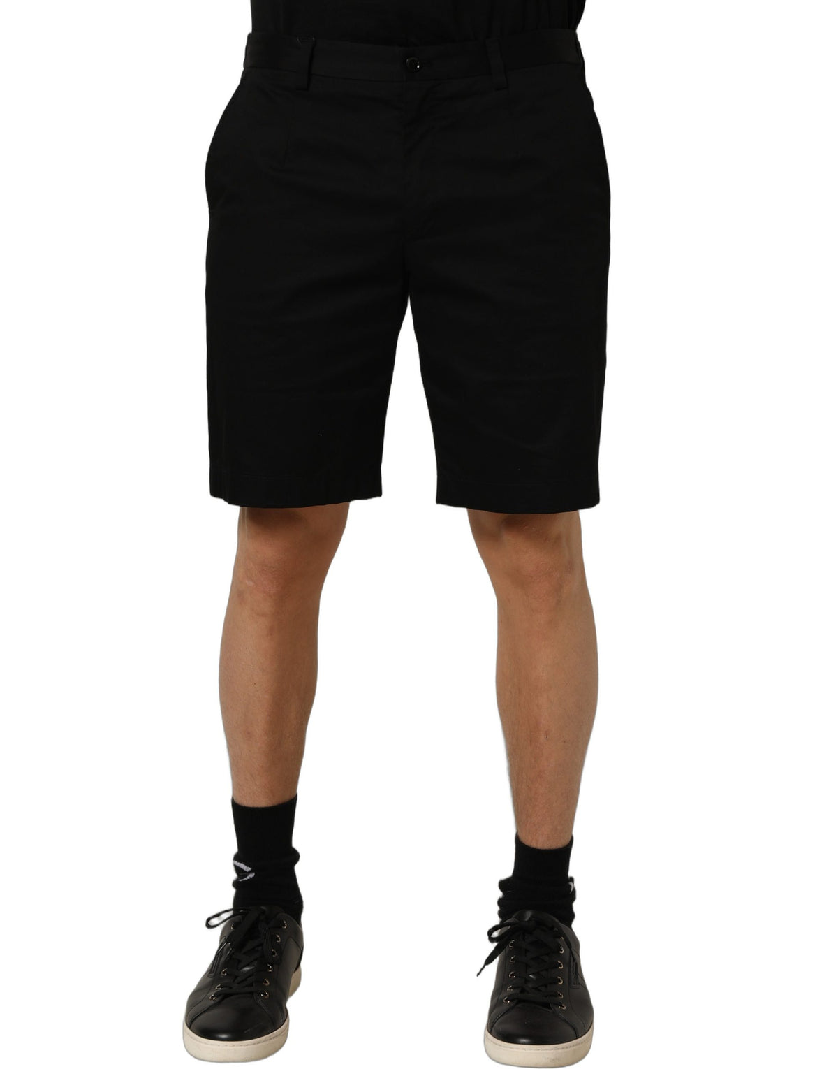 Dolce & Gabbana Black Cotton Mid Waist Men Bermuda Men's Shorts