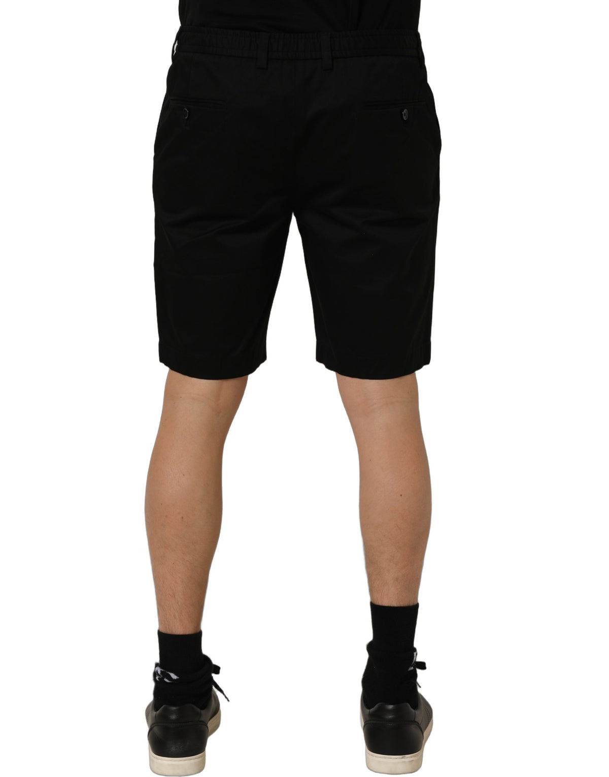 Dolce & Gabbana Black Cotton Mid Waist Men Bermuda Men's Shorts