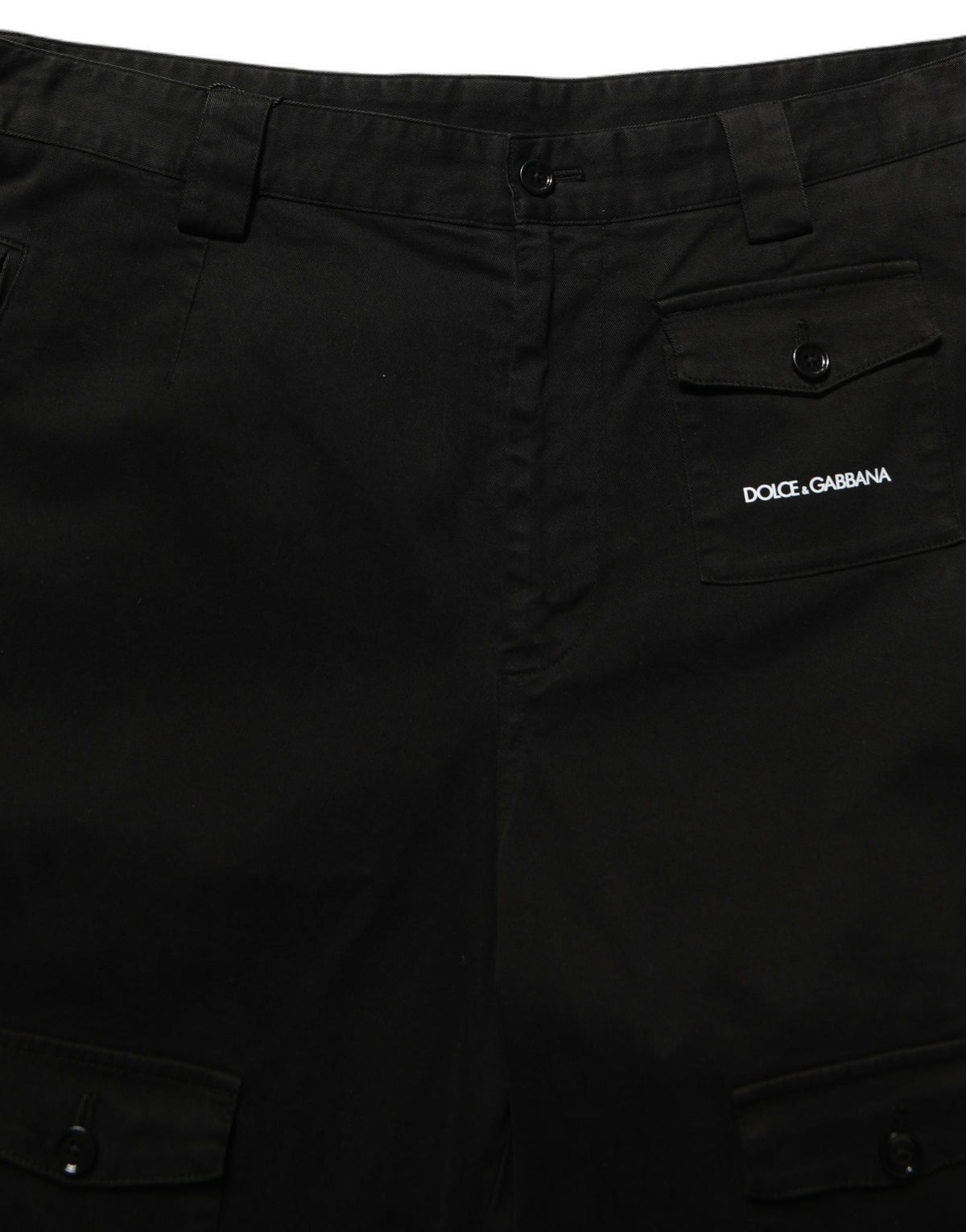 Dolce & Gabbana Black Cotton Mid Waist Men Cargo Men's Shorts