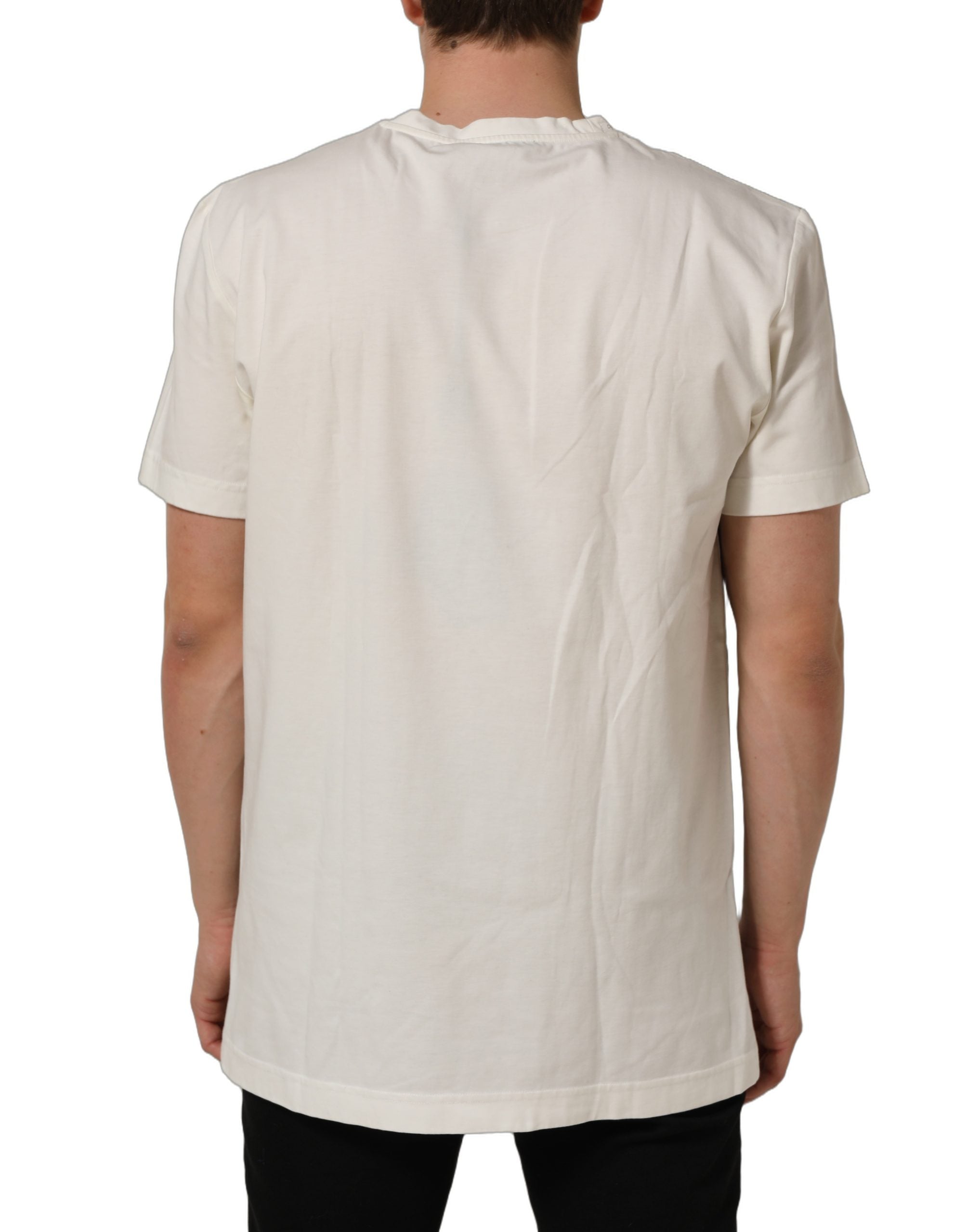 Dolce & Gabbana White Bandana Print Cotton Crew Neck Men's T-shirt (Pre-Owned)