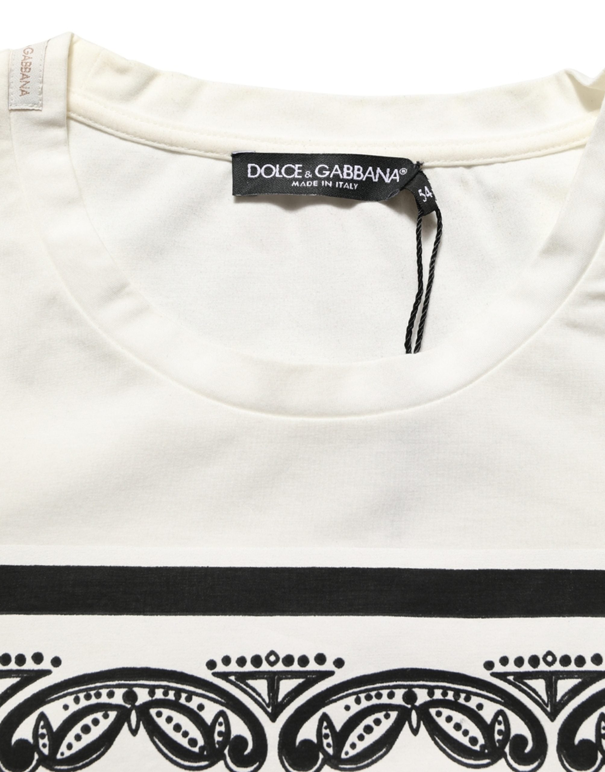 Dolce & Gabbana White Bandana Print Cotton Crew Neck Men's T-shirt (Pre-Owned)