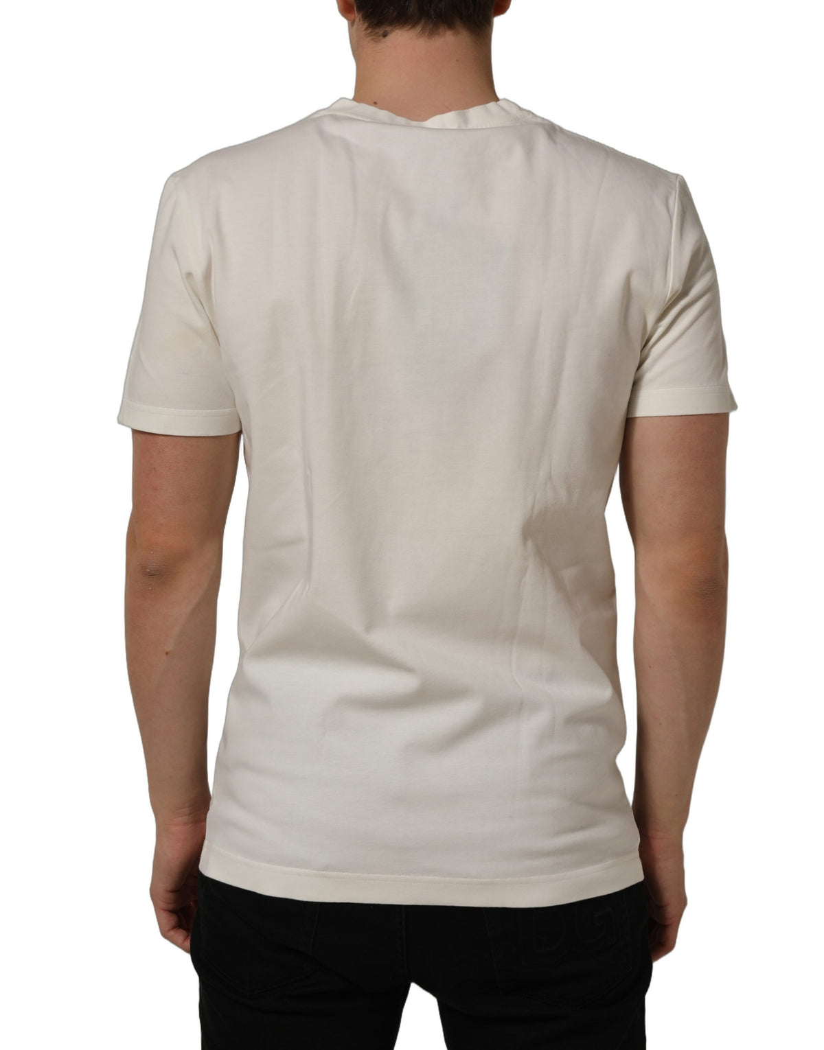 Dolce & Gabbana White Bandana Print Cotton Crew Neck Men's T-shirt (Pre-Owned)