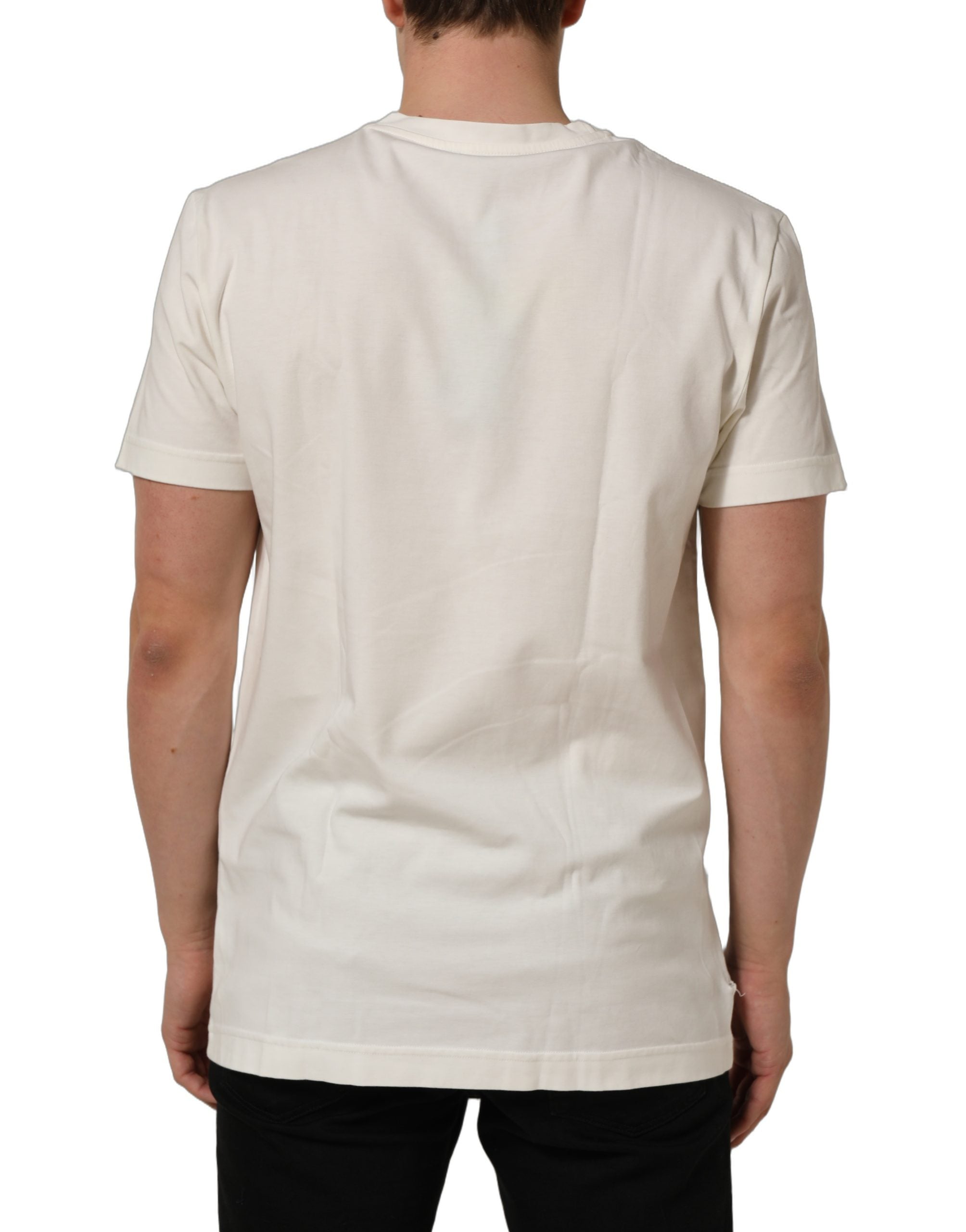 Dolce & Gabbana White Bandana Print Cotton Crew Neck Men's T-shirt (Pre-Owned)