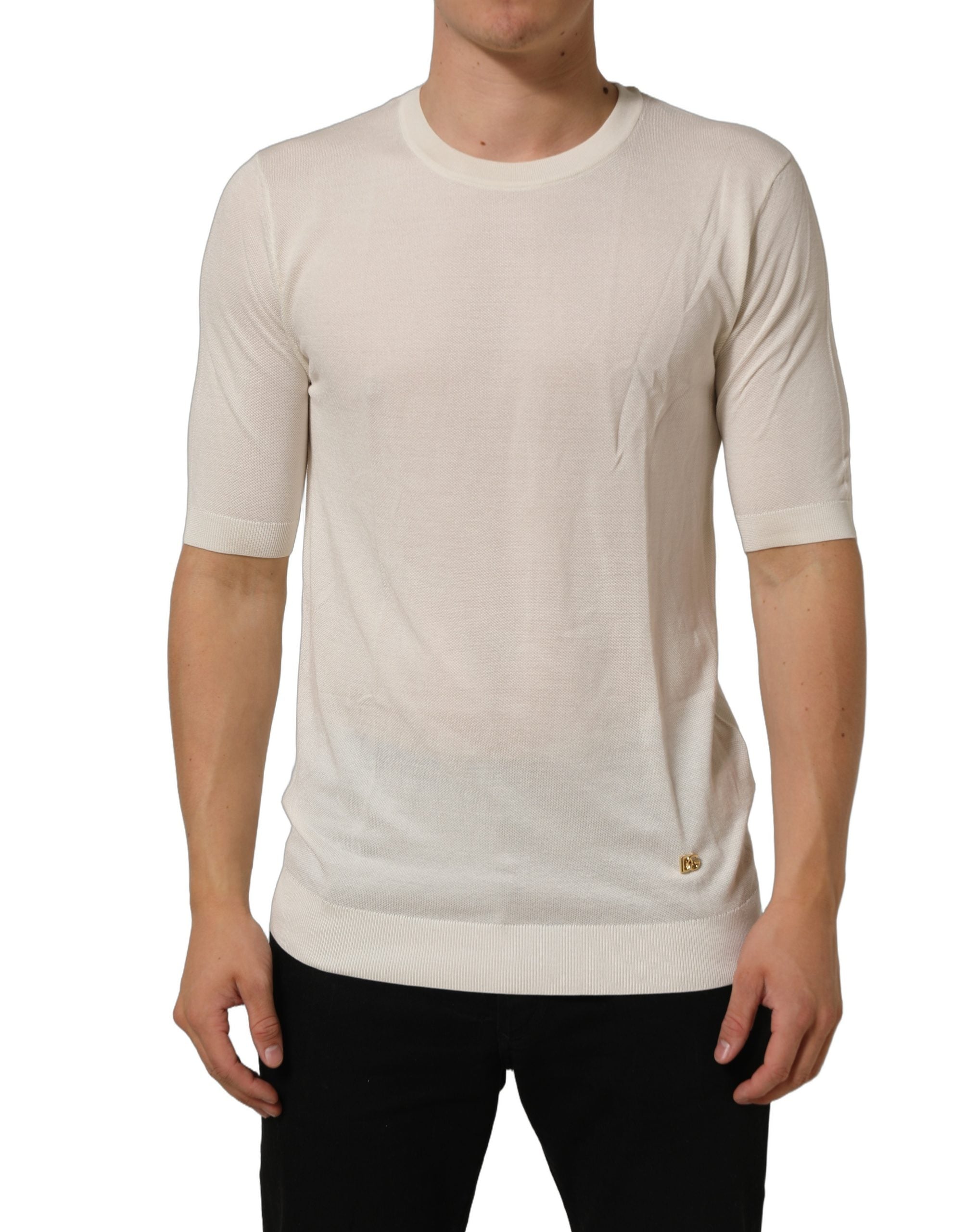 Dolce & Gabbana Off White Crew Neck Short Sleeves Men's T-shirt (Pre-Owned)