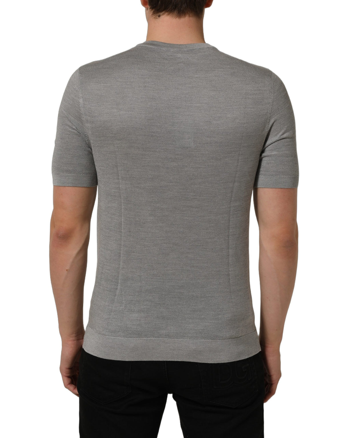 Dolce & Gabbana Gray Silk Crew Neck Short Sleeves Men's T-shirt