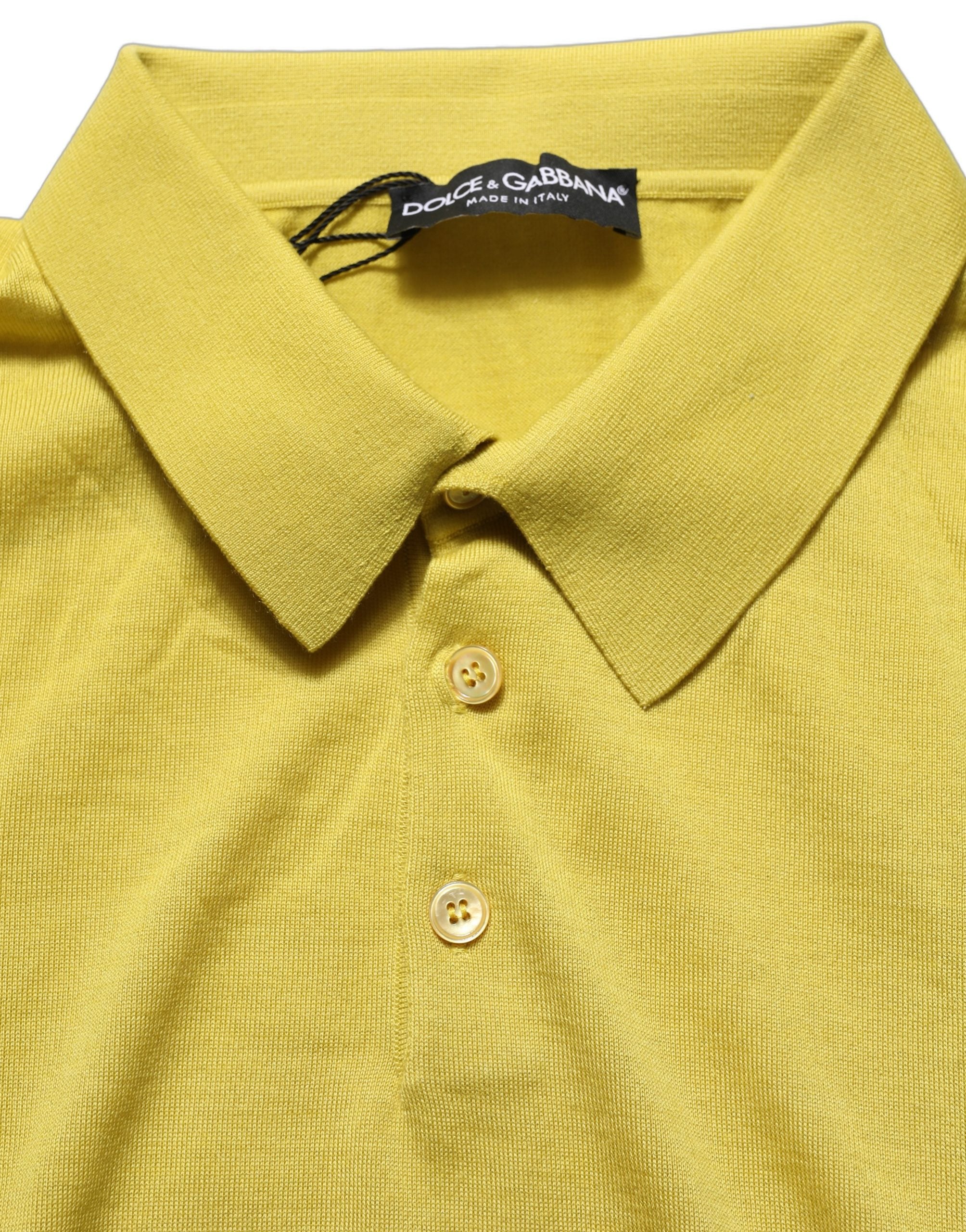 Dolce & Gabbana Yellow Cashmere Short Sleeves Polo Men's T-shirt