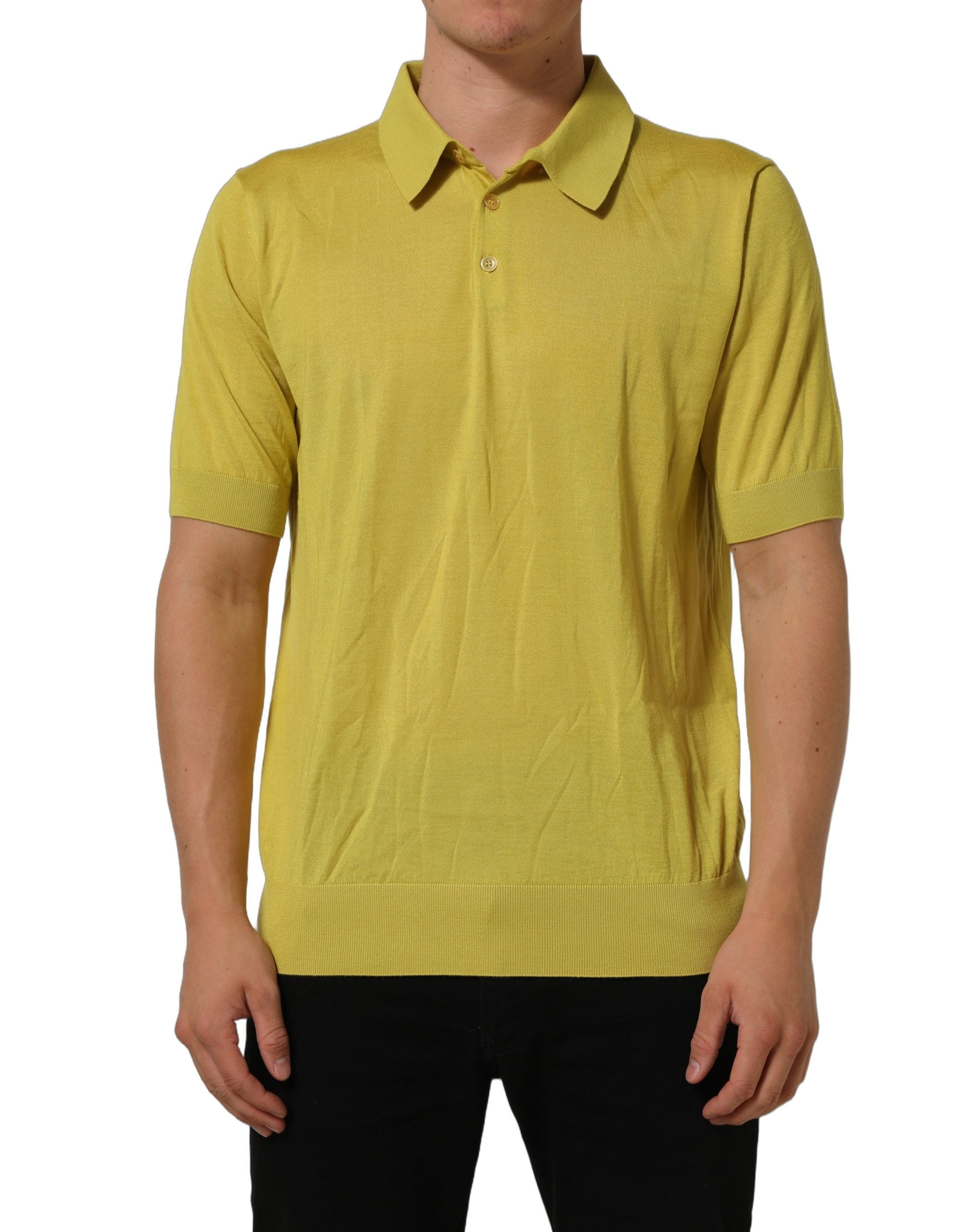 Dolce & Gabbana Yellow Cashmere Short Sleeves Polo Men's T-shirt