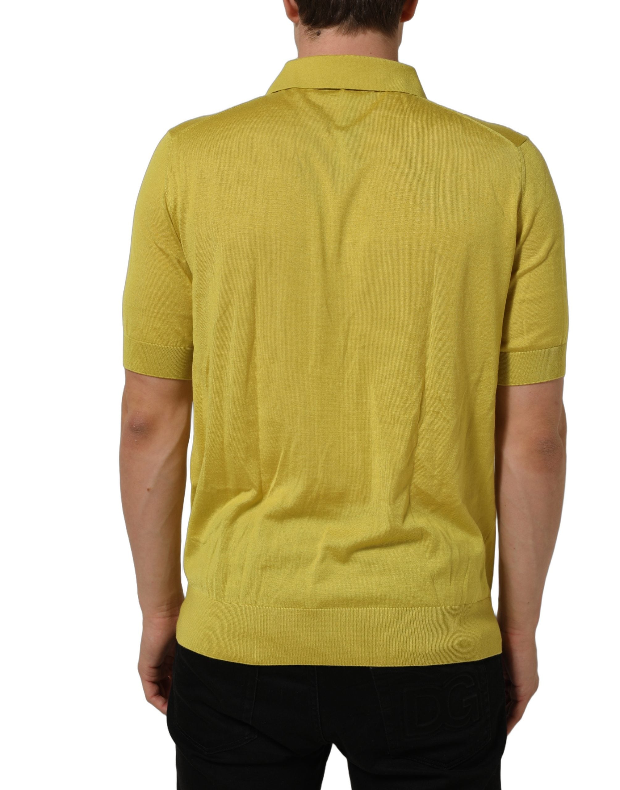 Dolce & Gabbana Yellow Cashmere Short Sleeves Polo Men's T-shirt