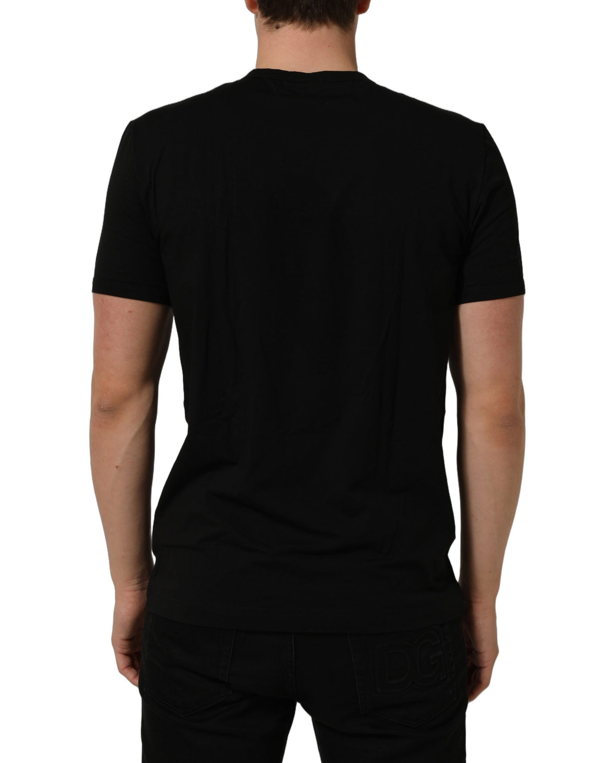 Dolce & Gabbana Black Crown Short Sleeved Henley Men Men's T-shirt