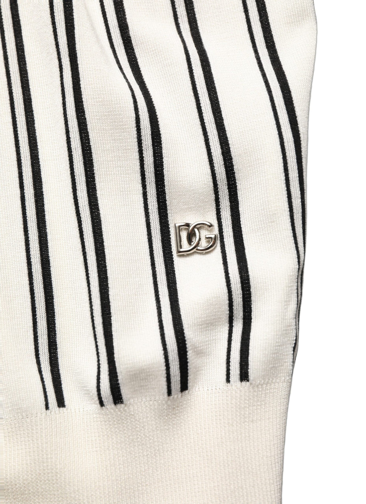 Dolce & Gabbana White Black Stripe Collared Polo Men's T-shirt