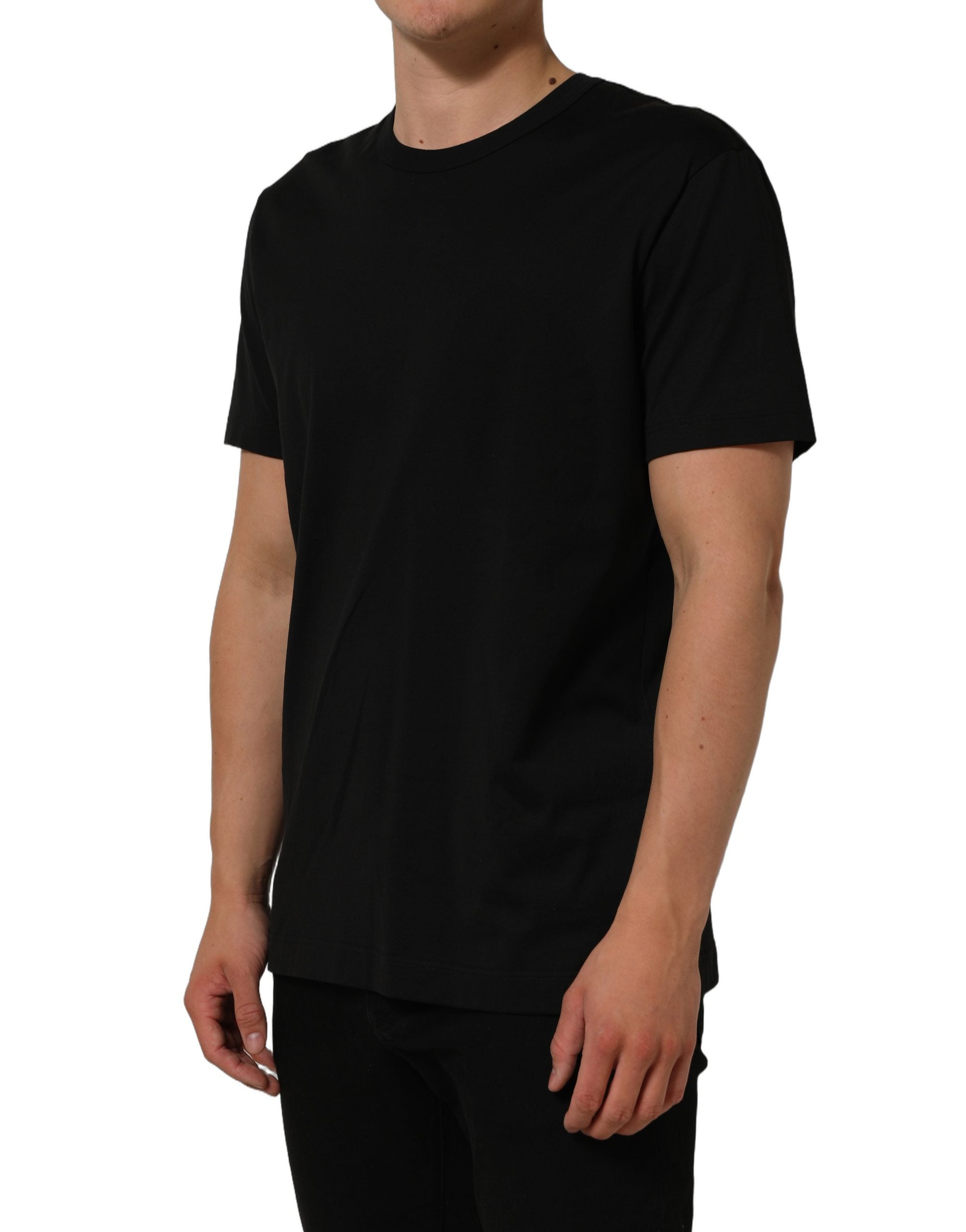 Dolce & Gabbana Black Cotton Crew Neck Short Sleeve Men's T-shirt