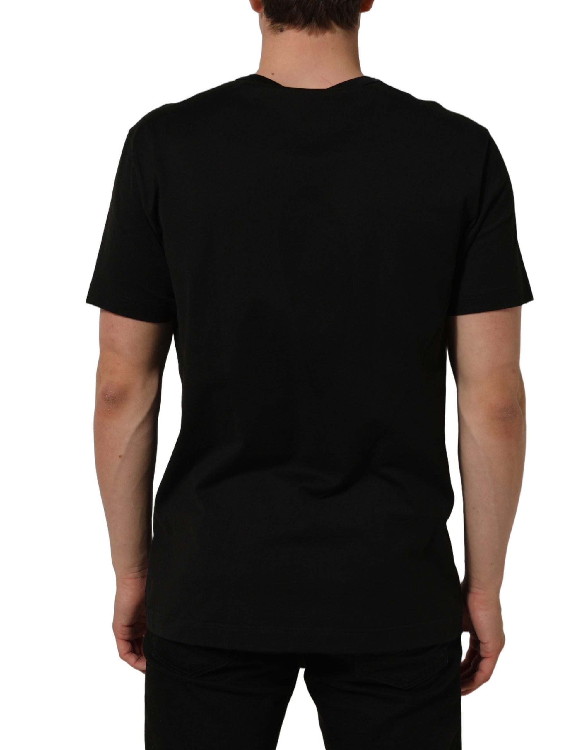 Dolce & Gabbana Black Cotton Crew Neck Short Sleeve Men's T-shirt