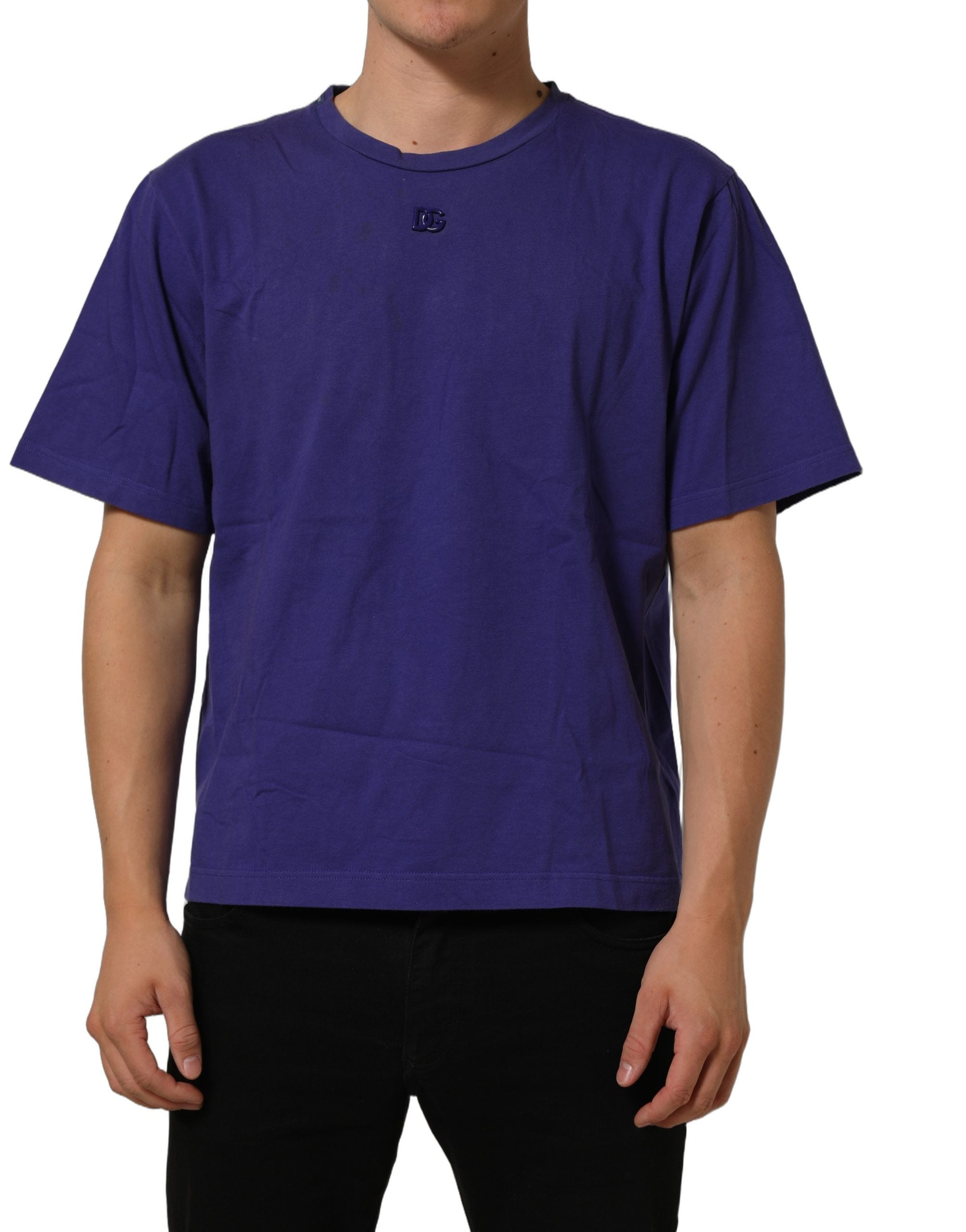 Dolce & Gabbana Violet Cotton Crew Neck Short Sleeve Men's T-shirt (Pre-Owned)