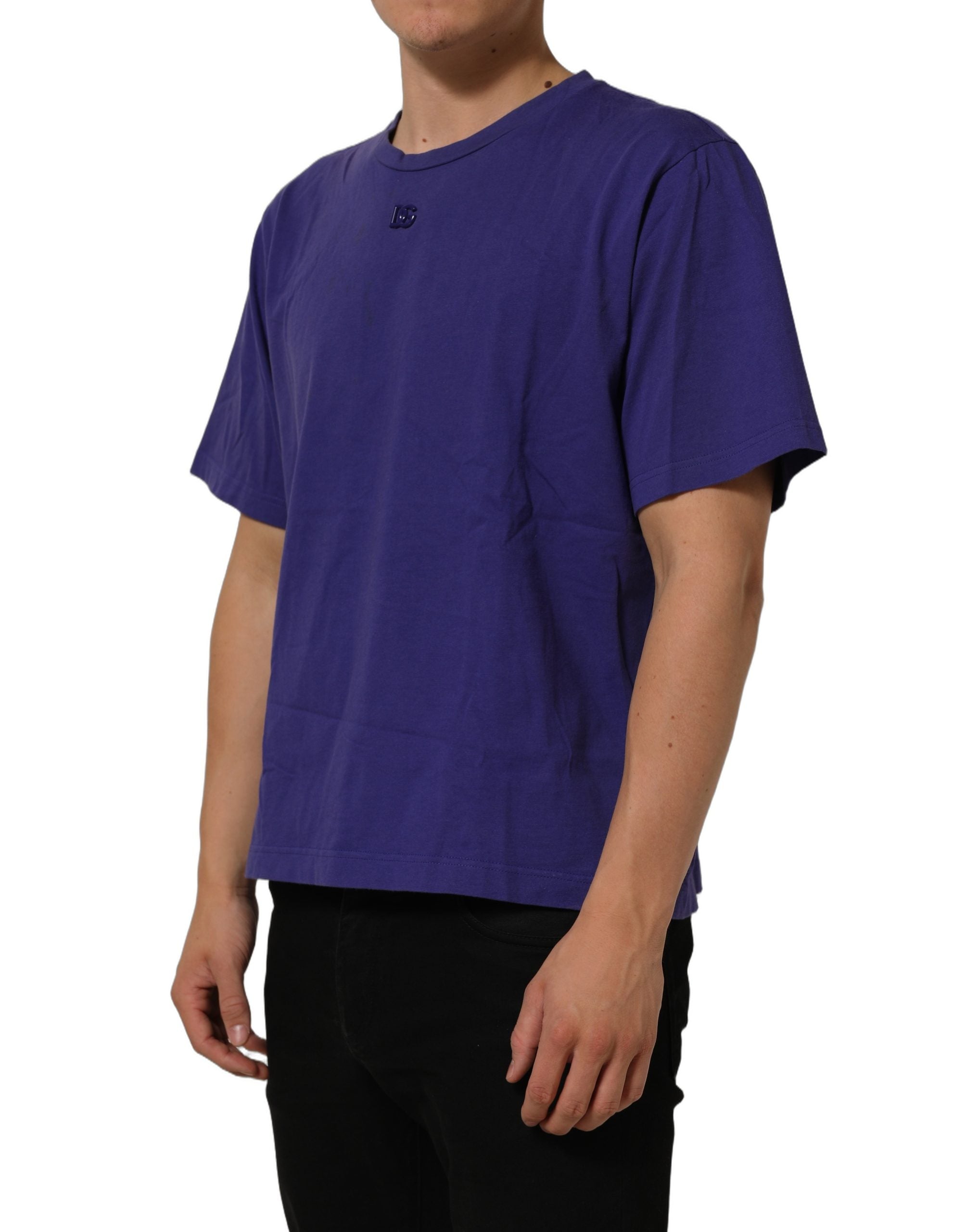 Dolce & Gabbana Violet Cotton Crew Neck Short Sleeve Men's T-shirt (Pre-Owned)
