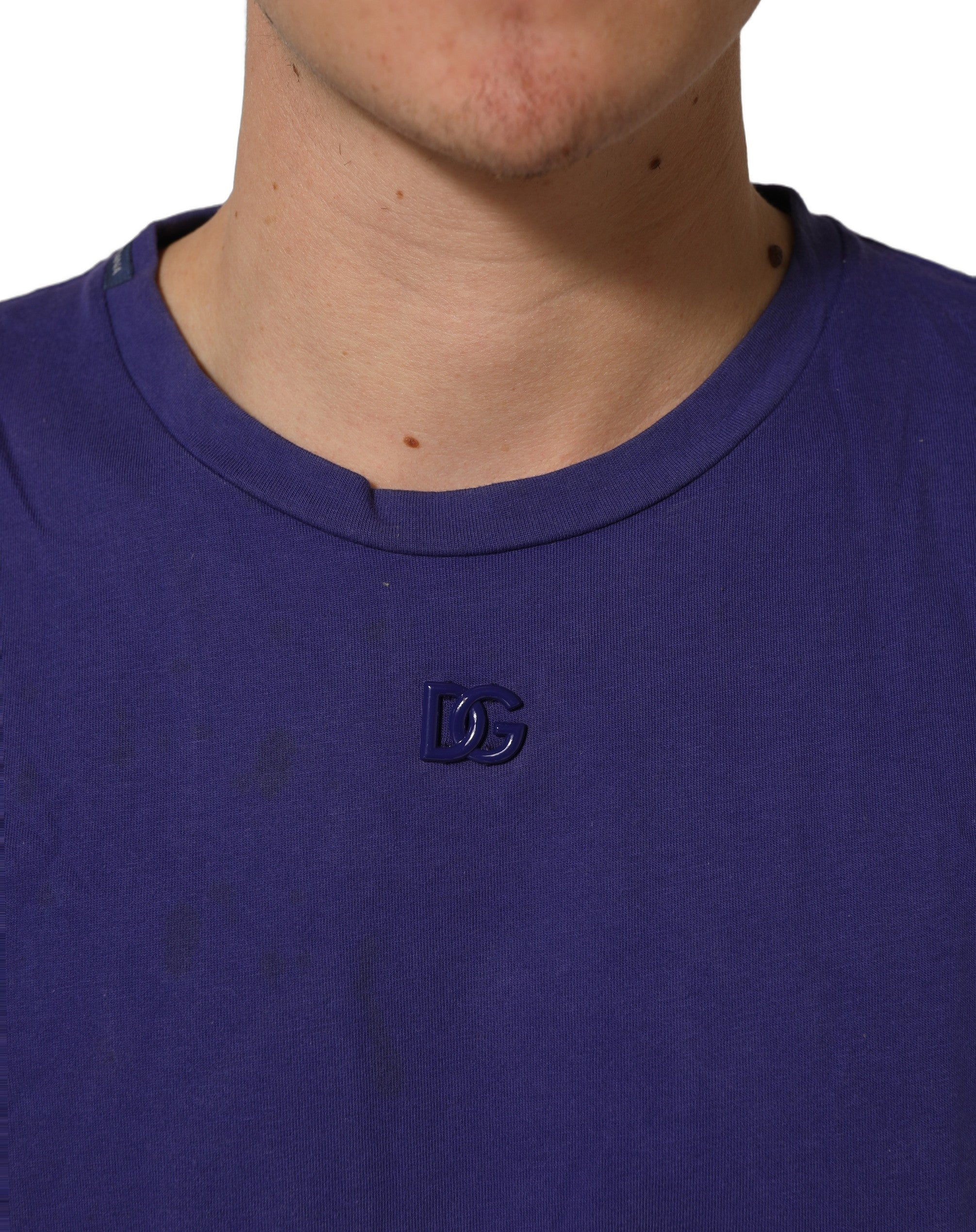Dolce & Gabbana Violet Cotton Crew Neck Short Sleeve Men's T-shirt (Pre-Owned)