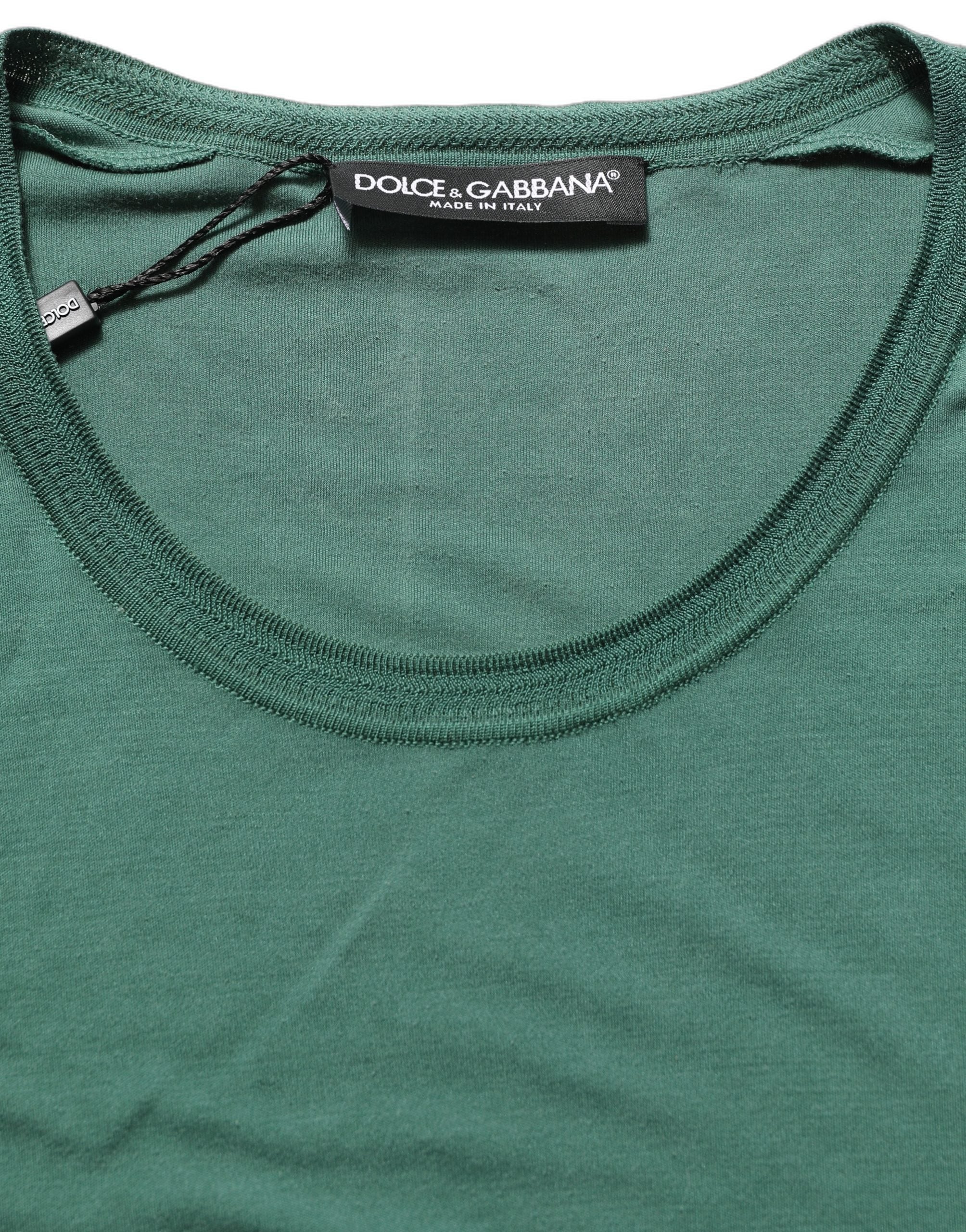 Dolce & Gabbana Green Silk Crew Neck Short Sleeves Men's T-shirt (Pre-Owned)