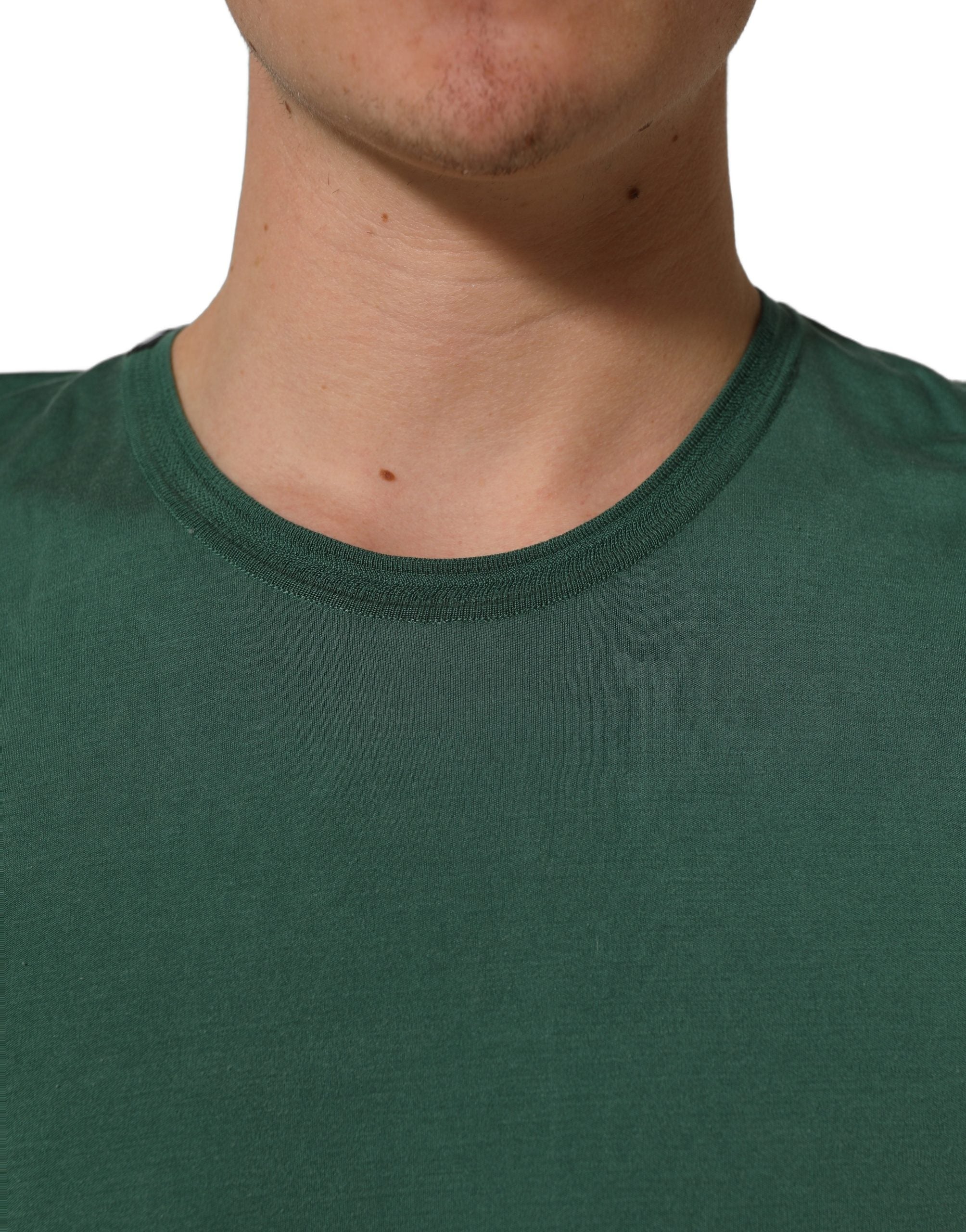 Dolce & Gabbana Green Silk Crew Neck Short Sleeves Men's T-shirt (Pre-Owned)