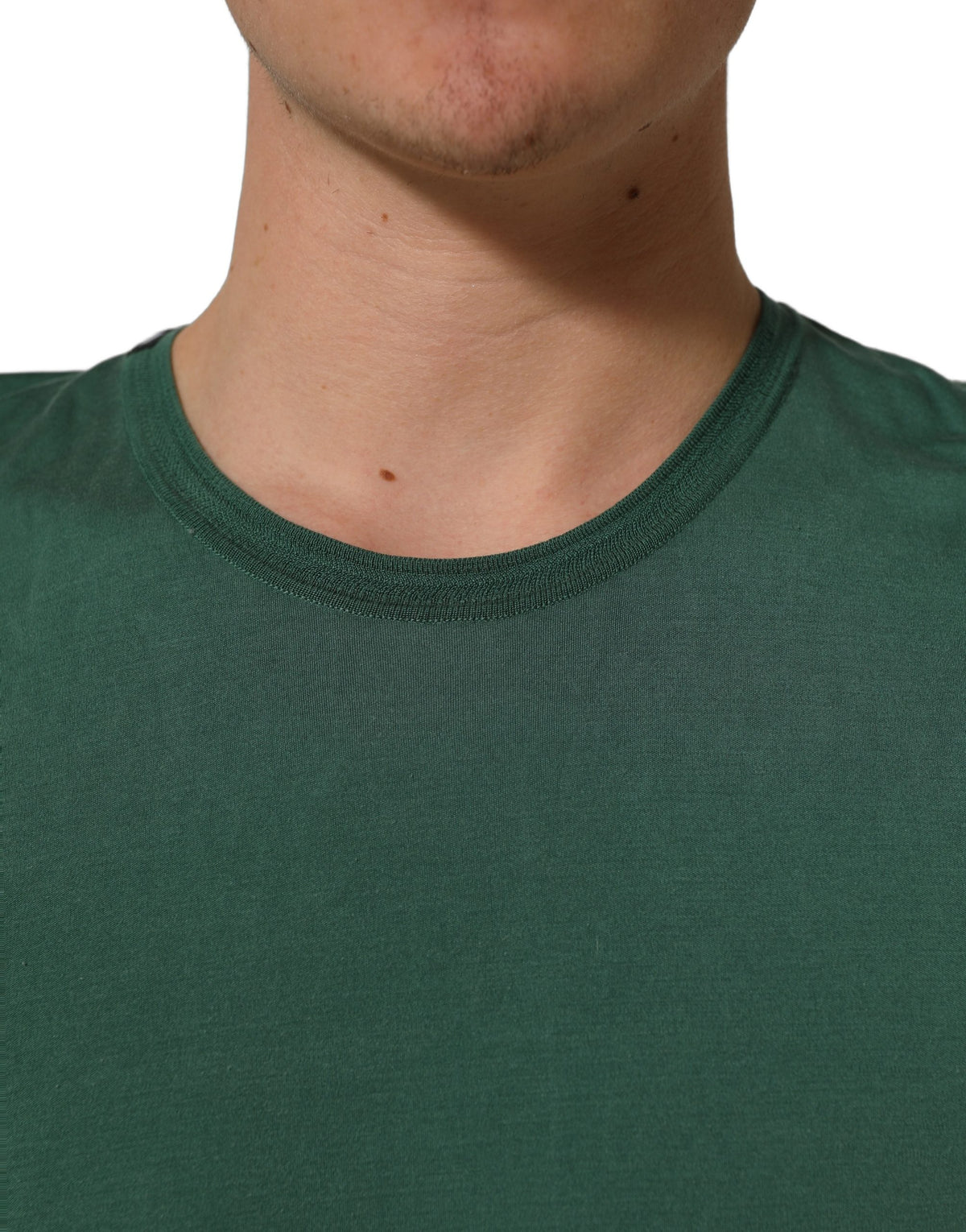 Dolce & Gabbana Green Silk Crew Neck Short Sleeves Men's T-shirt (Pre-Owned)