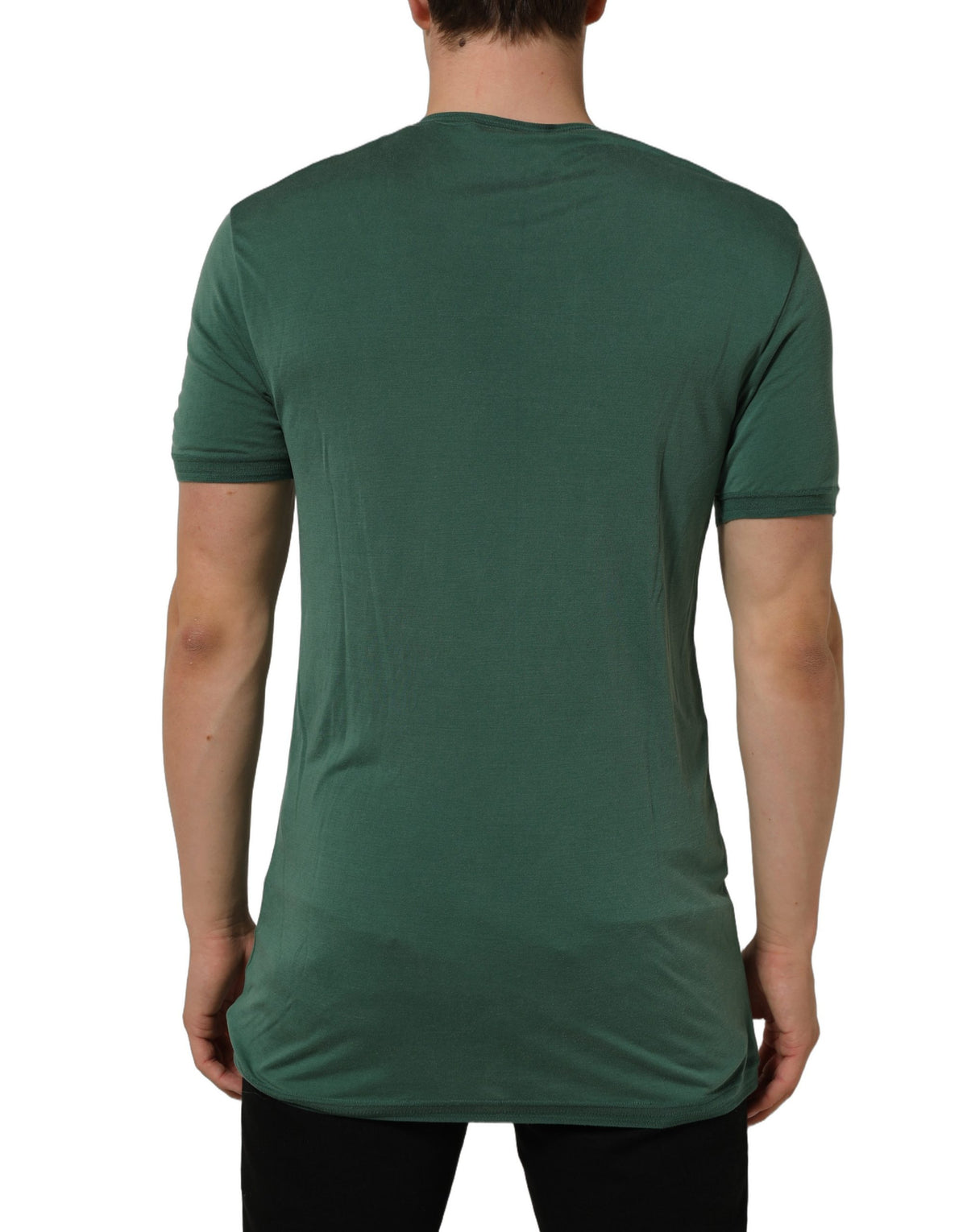 Dolce & Gabbana Green Silk Crew Neck Short Sleeves Men's T-shirt (Pre-Owned)