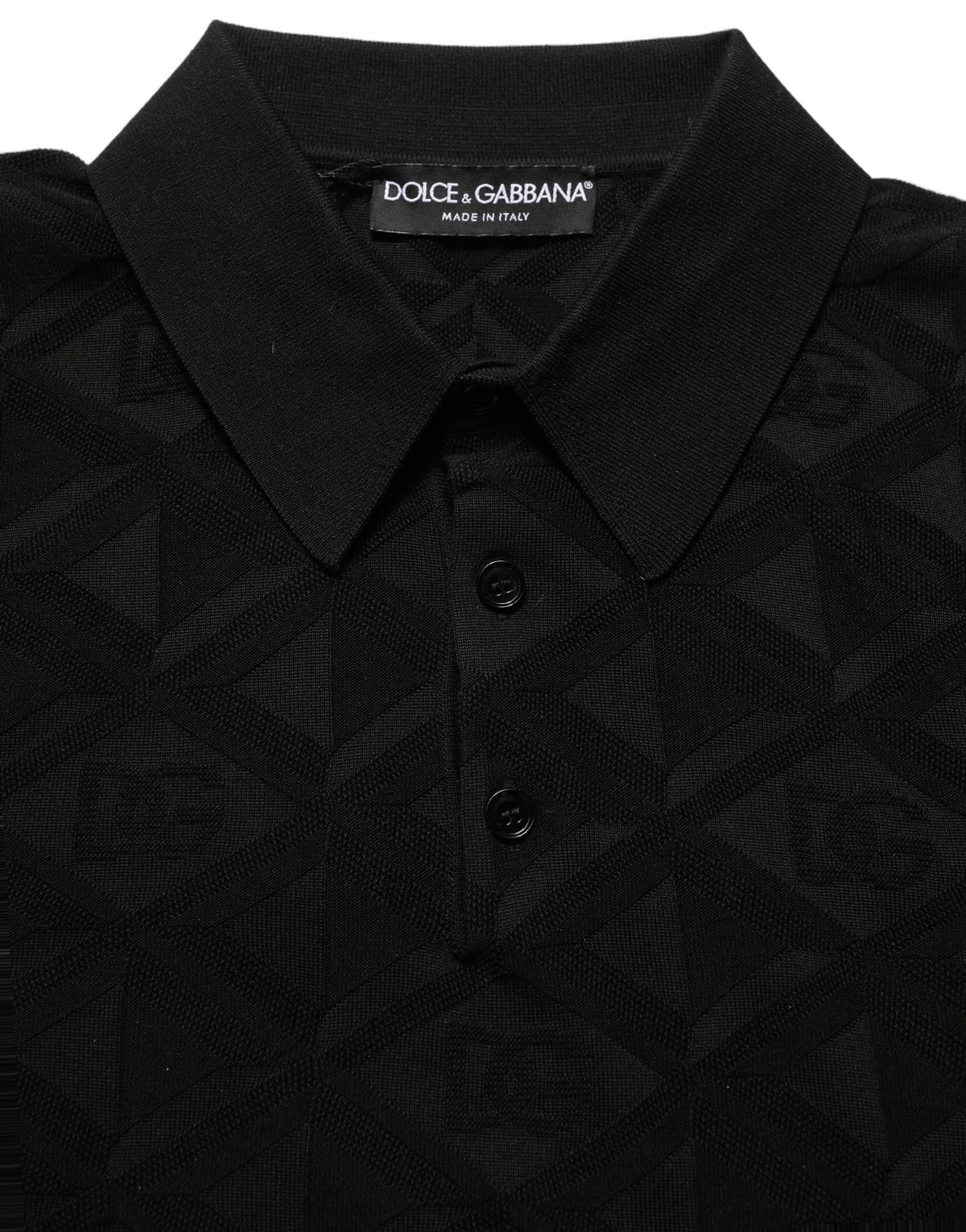Dolce & Gabbana Black Silk Short Sleeve Knit Polo Men's T-shirt