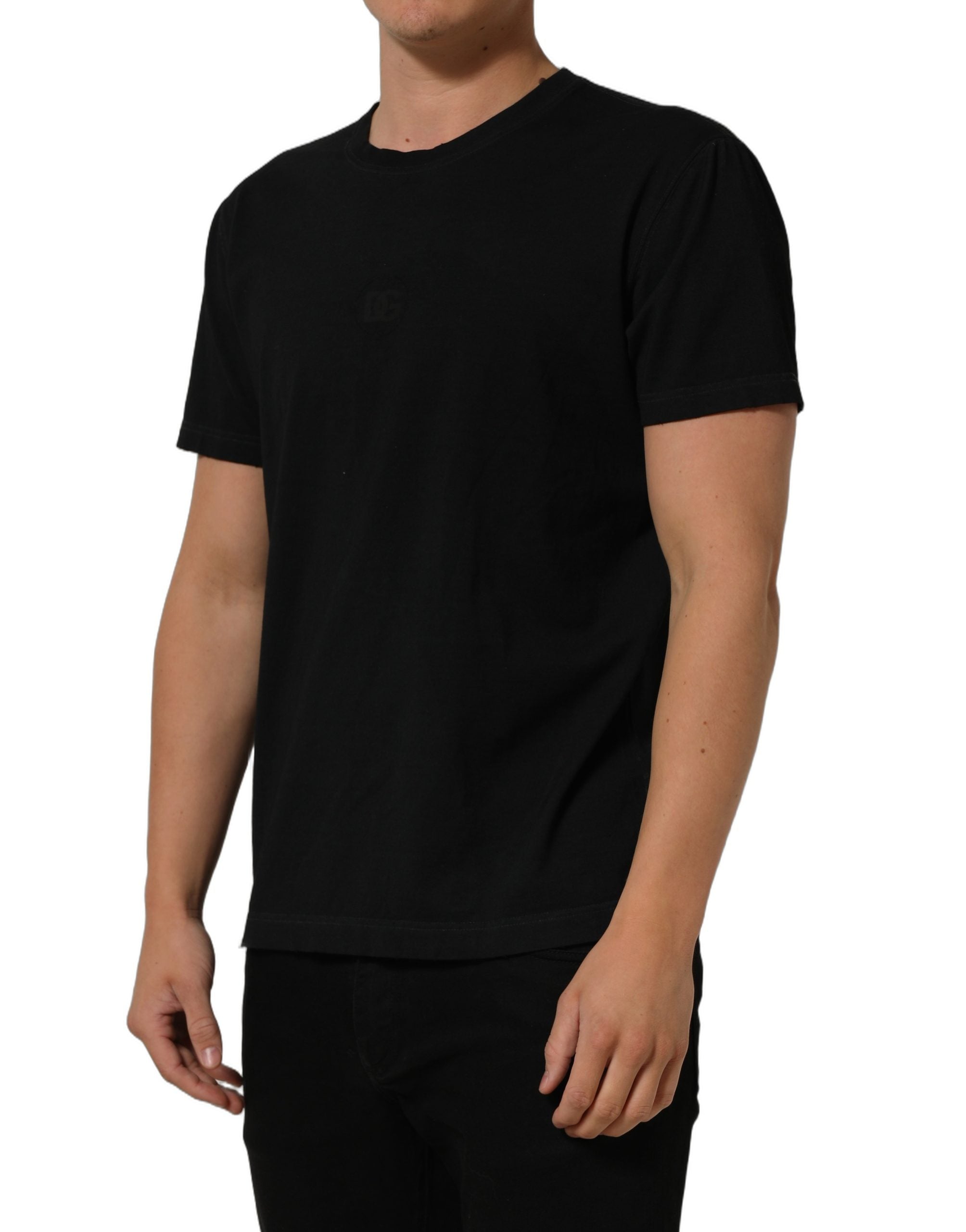 Dolce & Gabbana Black Cotton Short Sleeve Crew Neck Men's T-shirt