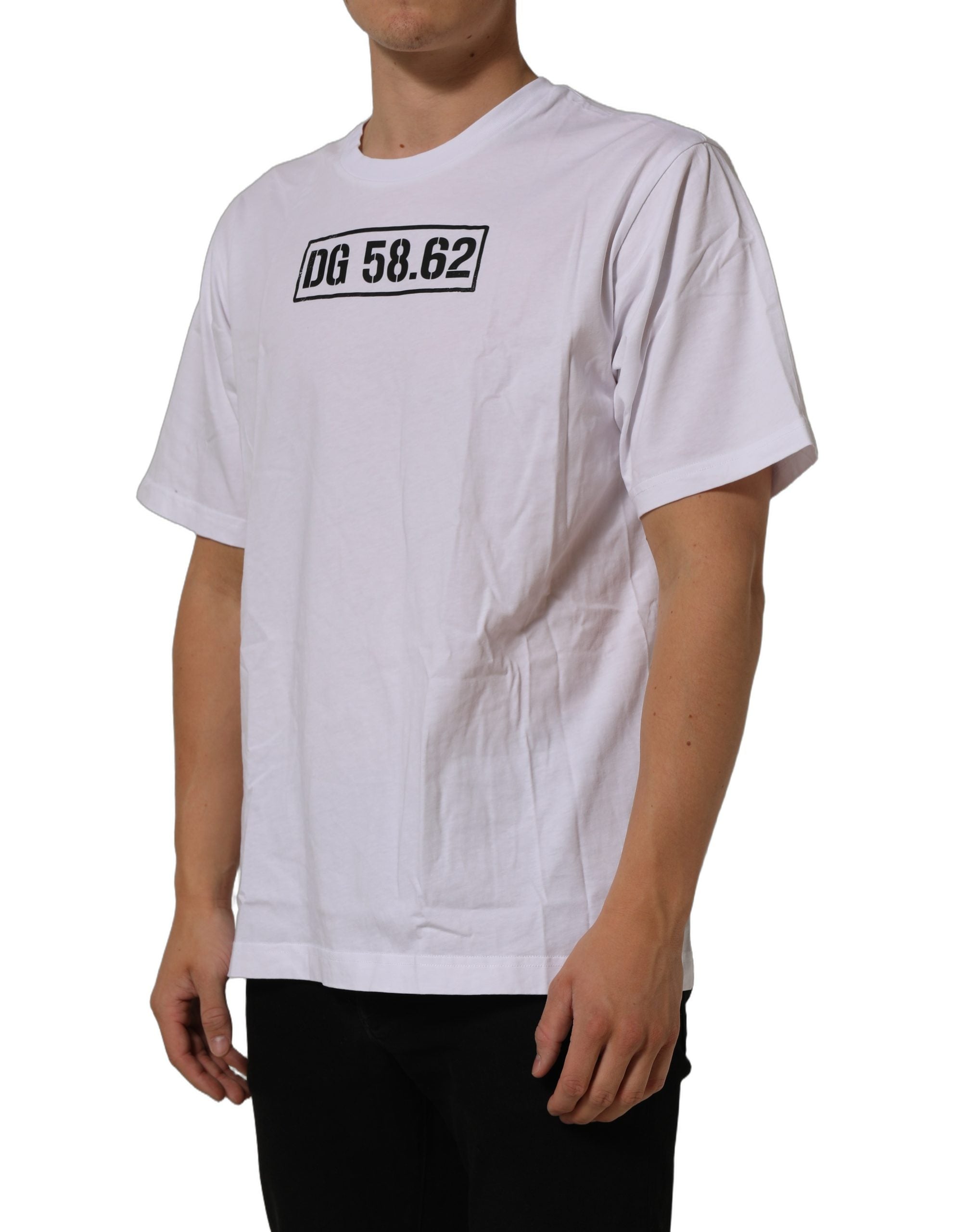 Dolce & Gabbana White DG 58.62 Cotton Crew Neck Men Men's T-shirt (Pre-Owned)
