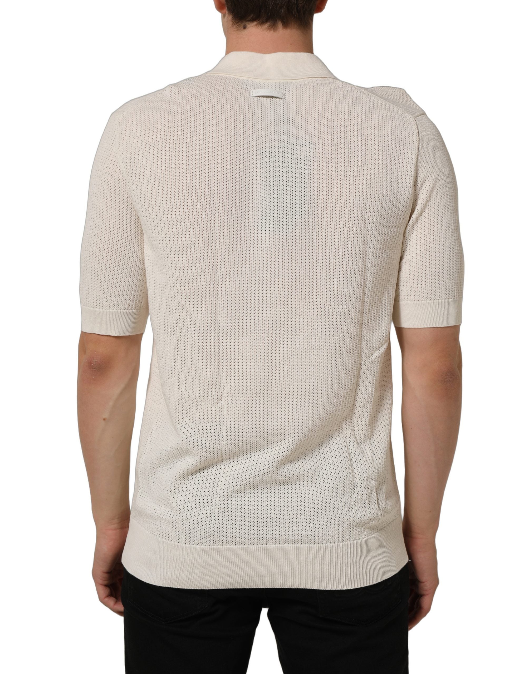 Dolce & Gabbana Off White Cotton Collared Men Polo Men's T-shirt (Pre-Owned)