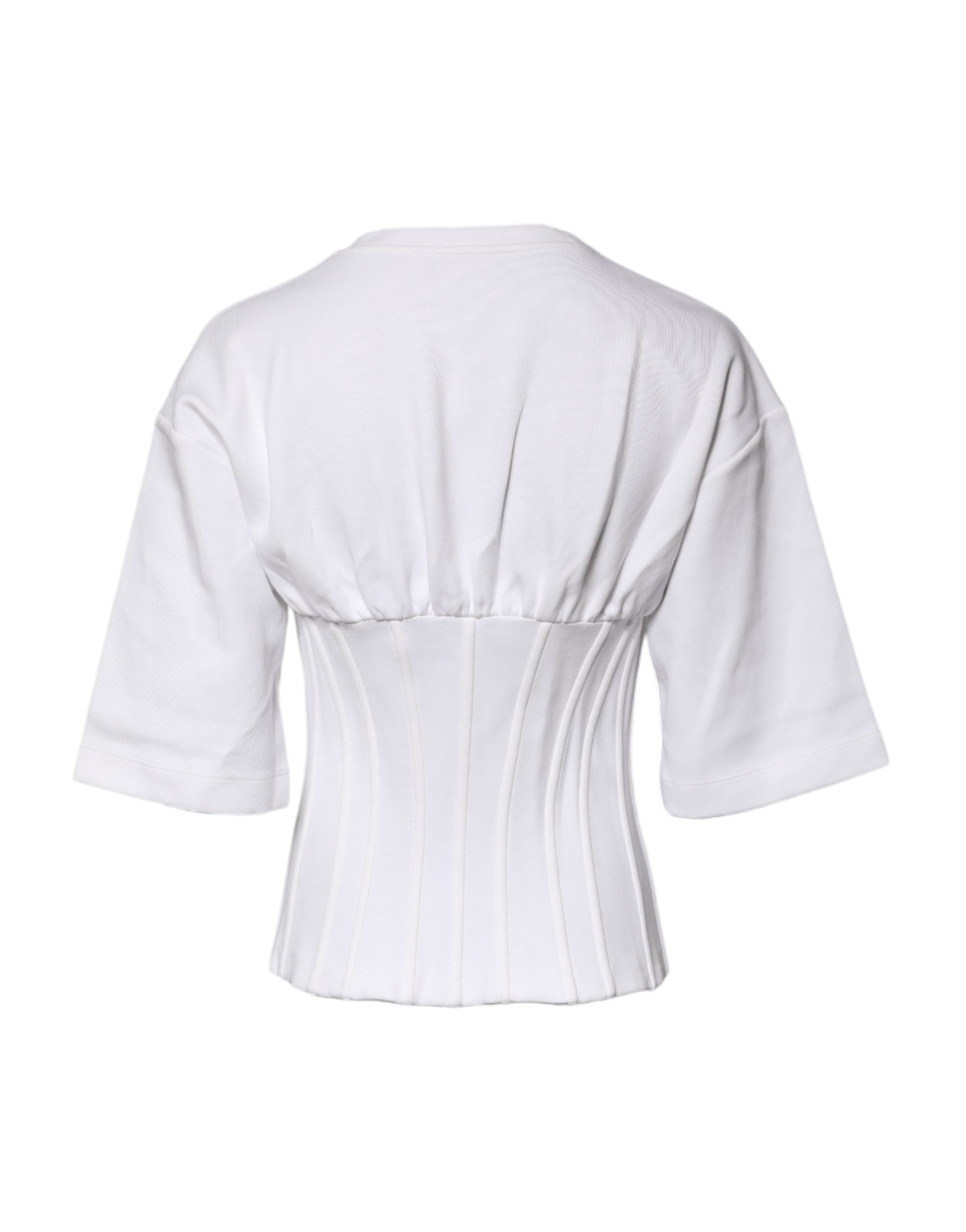 Dolce & Gabbana White Cotton Blend Corset Style Blouse Women's Top
