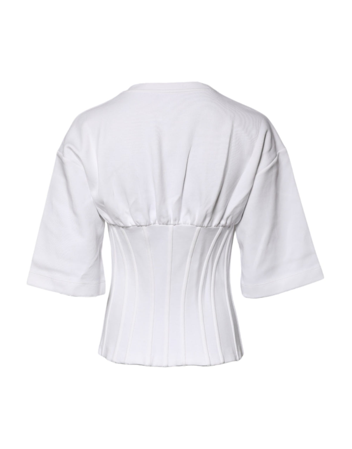 Dolce & Gabbana White Cotton Blend Corset Style Blouse Women's Top