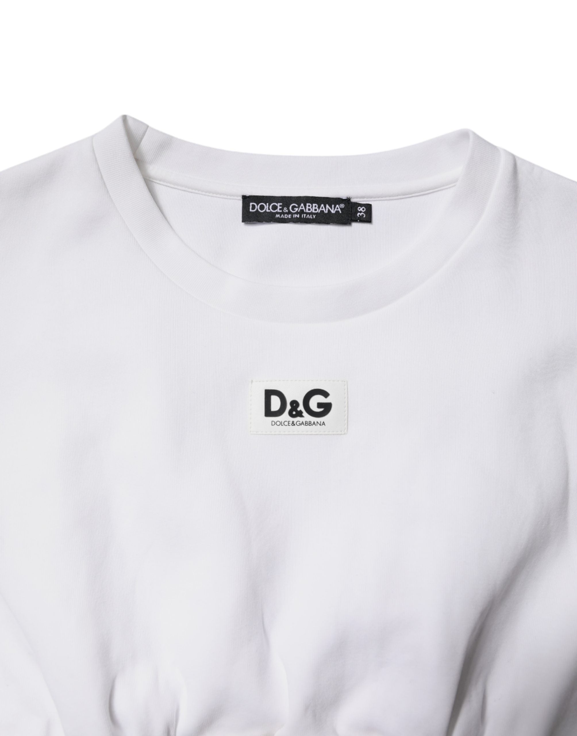 Dolce & Gabbana White Cotton Blend Corset Style Blouse Women's Top