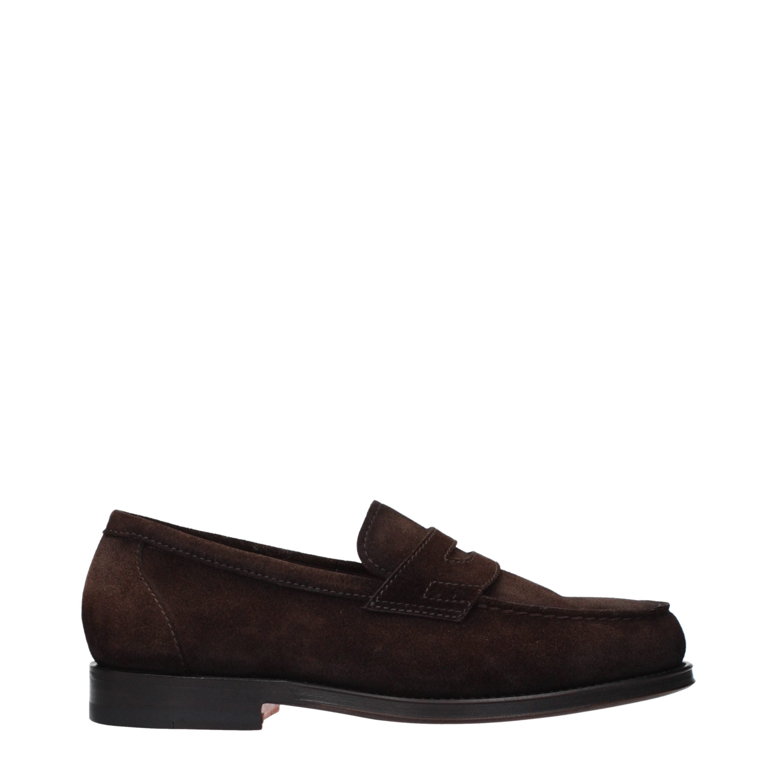 Santoni Brown Leather Slip-On Men's Loafers