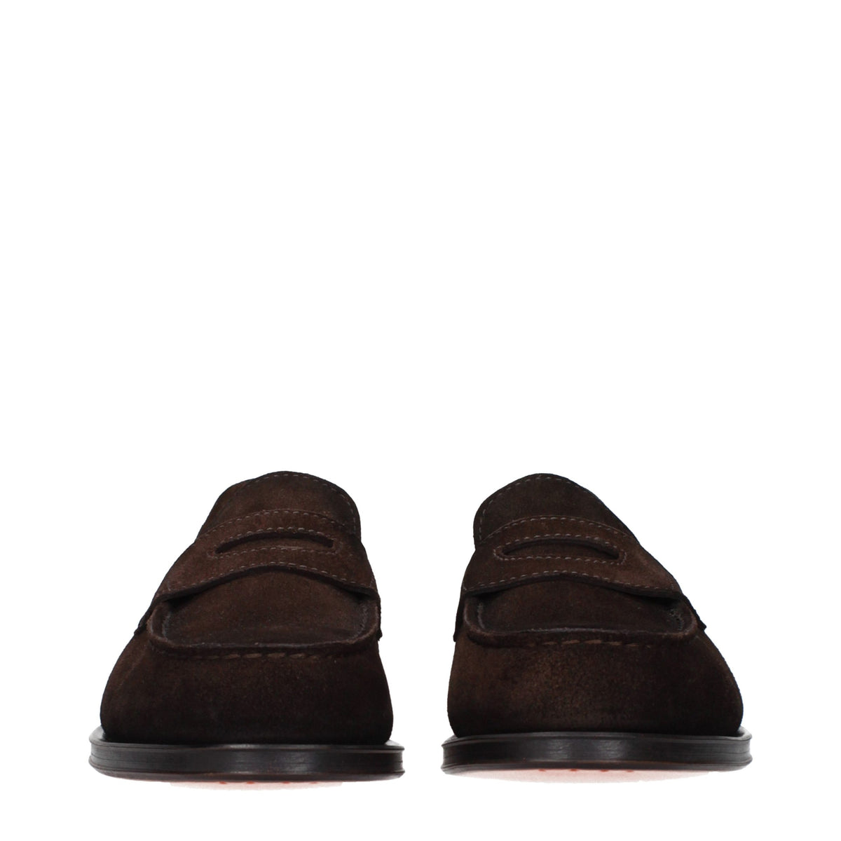 Santoni Brown Leather Slip-On Men's Loafers
